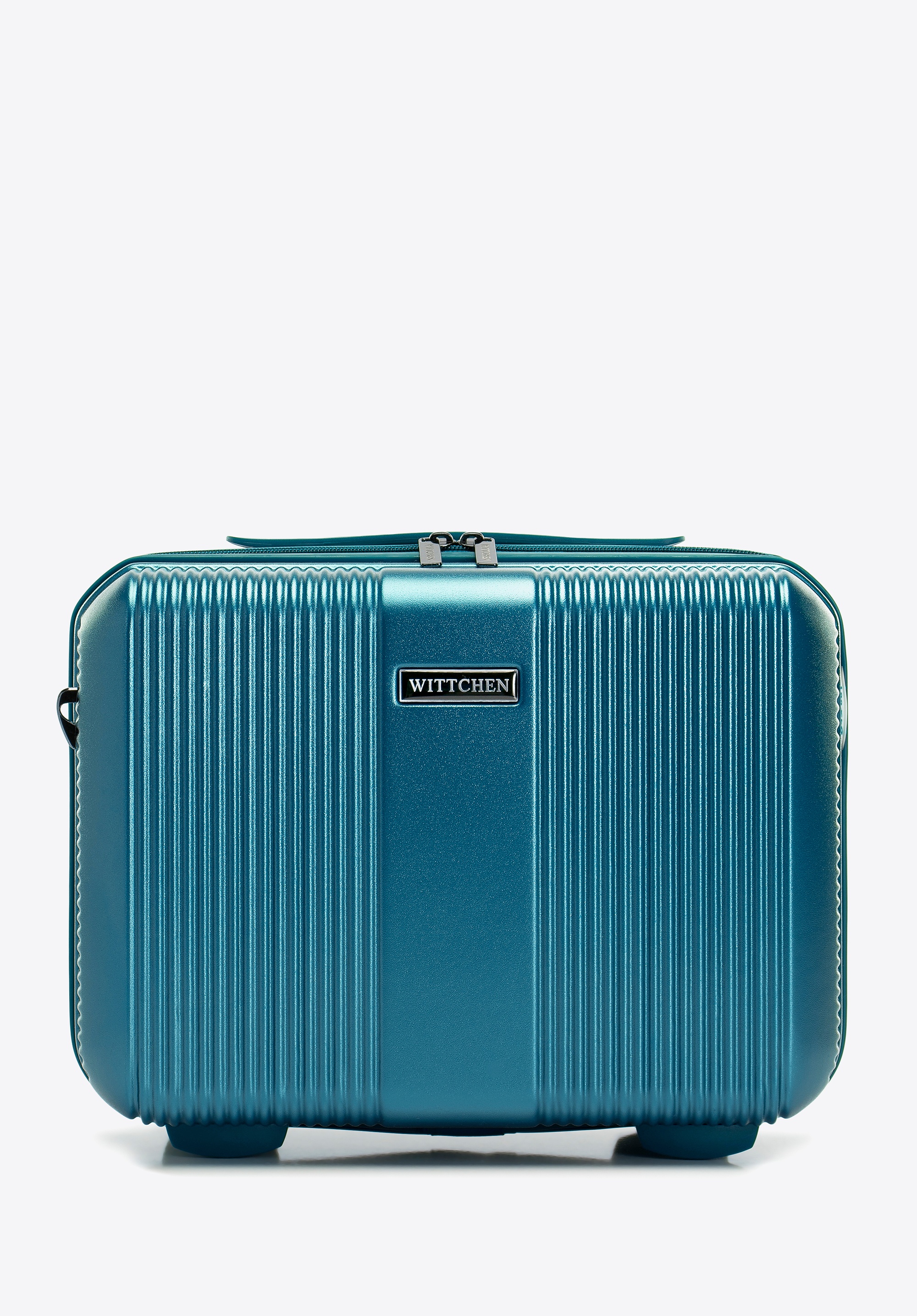 Kosmetyczka podróżna z polikarbonu w tłoczenia niebieska