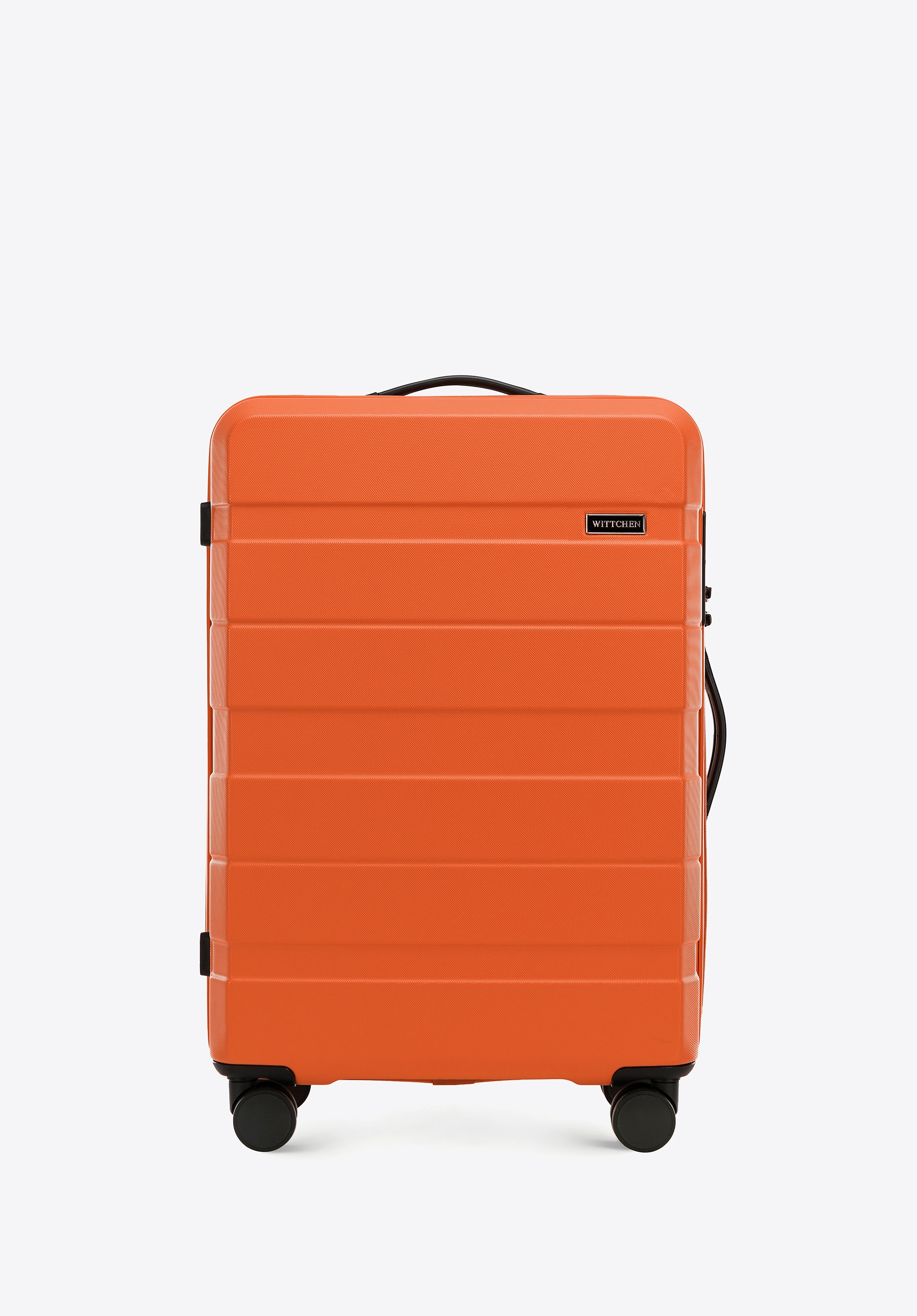 Walizka średnia z ABS-u w poziome pasy pomarańczowa