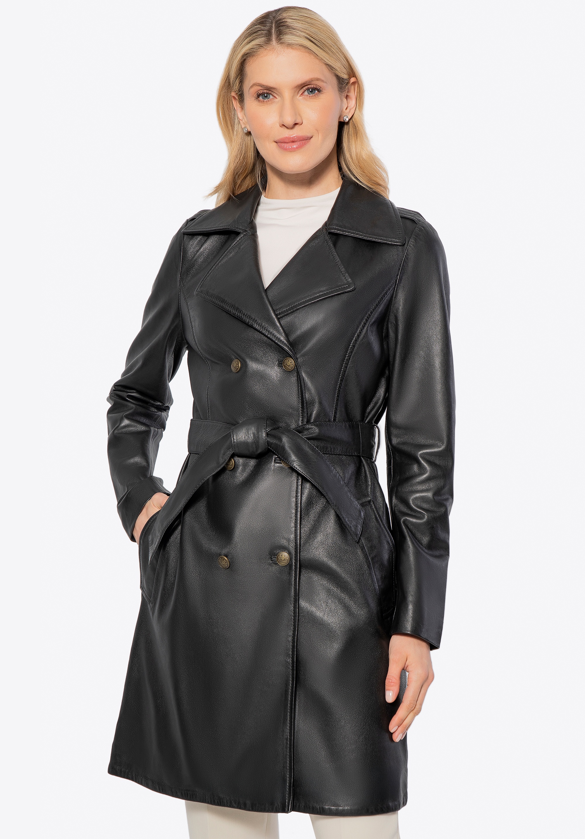 Damski płaszcz ze skóry owczej czarny