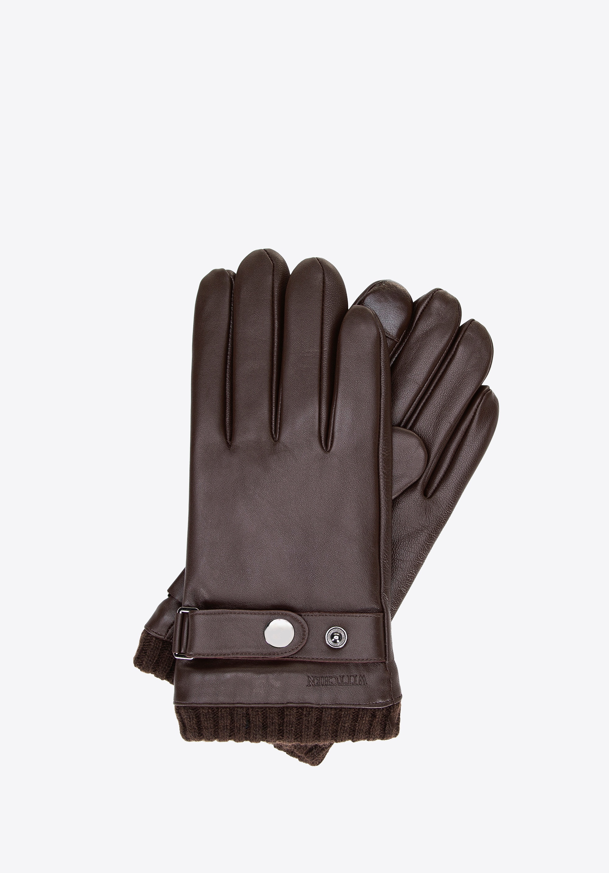 Męskie rękawiczki ze skóry naturalnej owczej brązowe