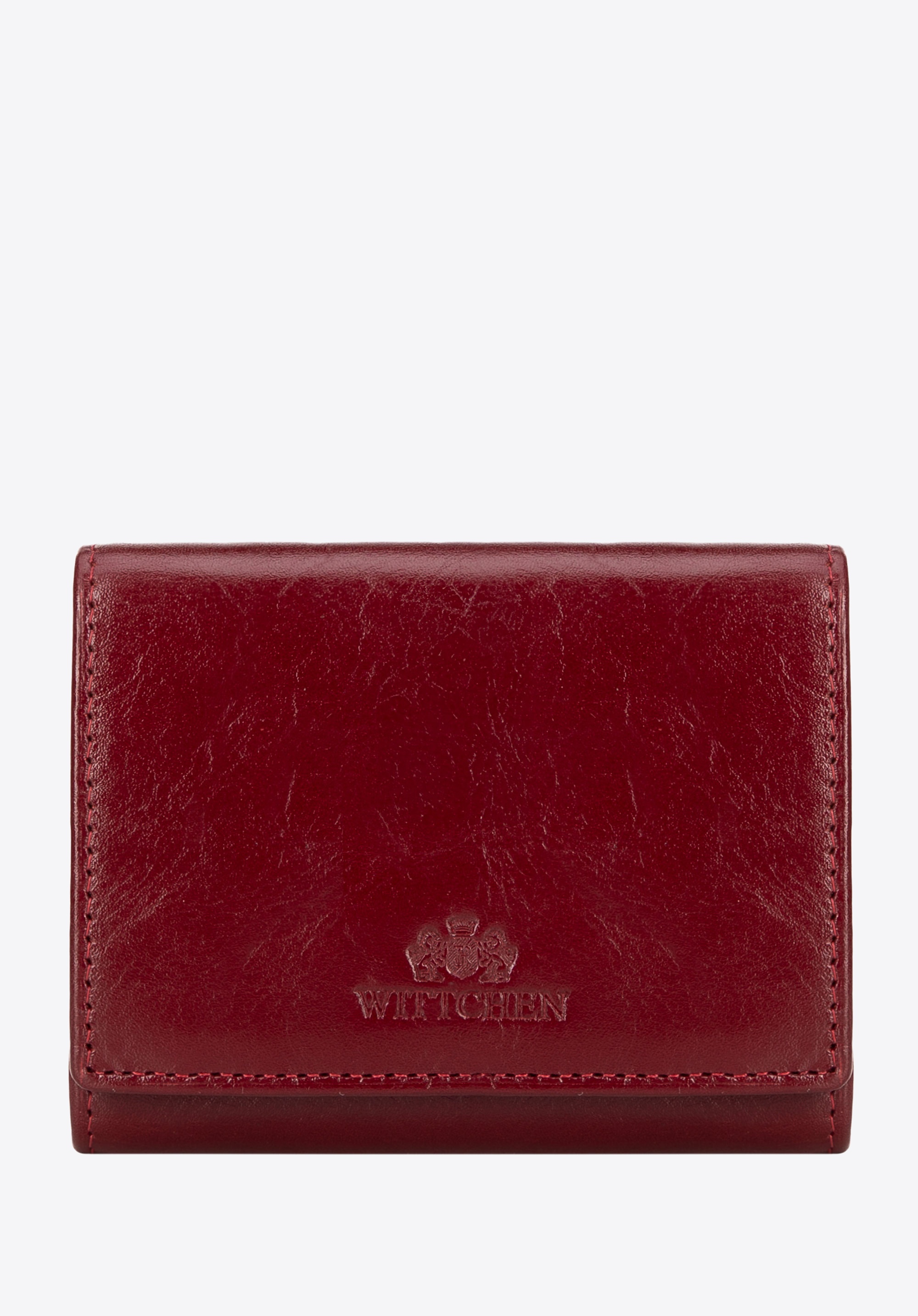 Kompaktowy damski portfel ze skóry czerwony