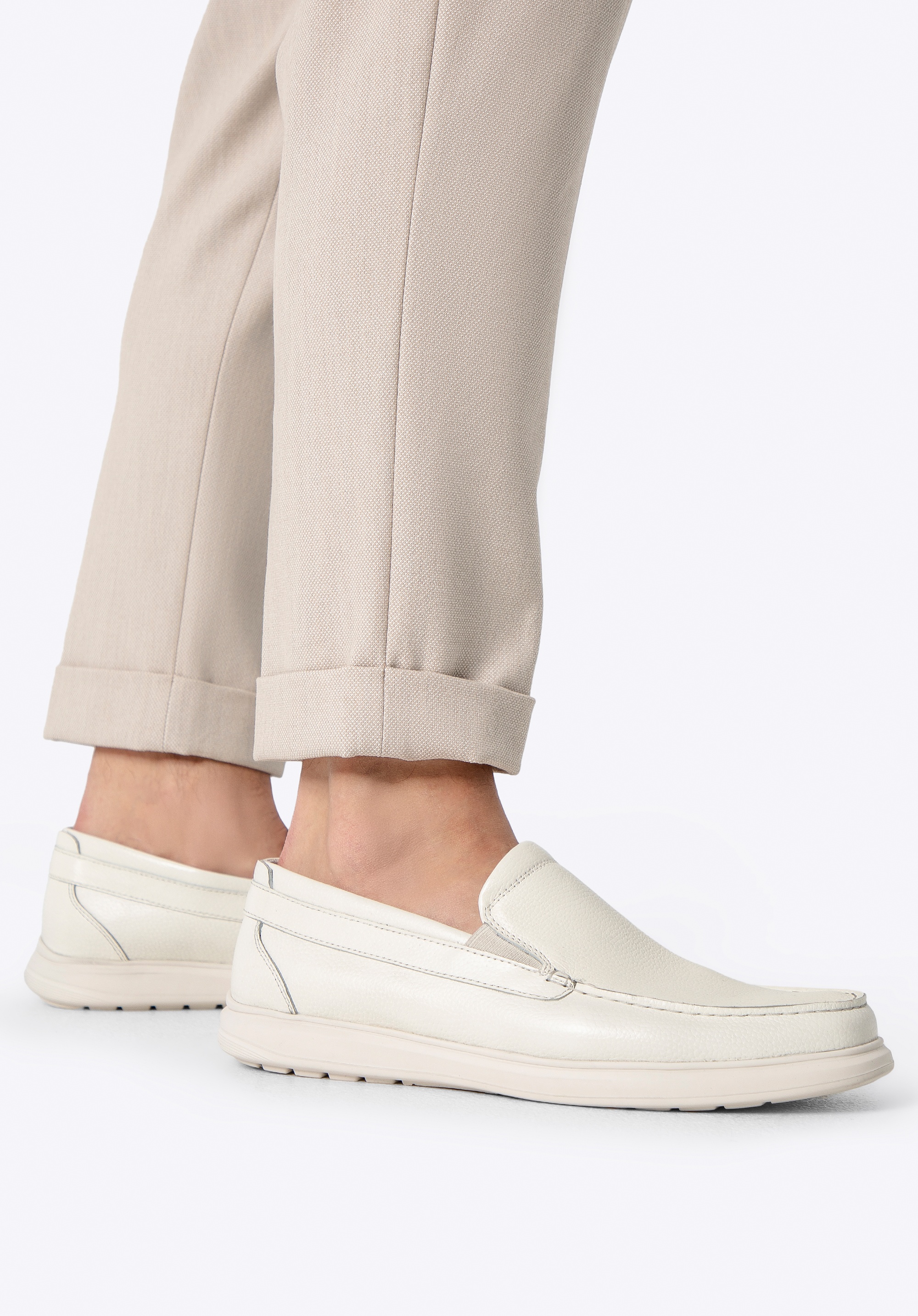 Męskie półbuty ze skóry naturalnej złamana biel