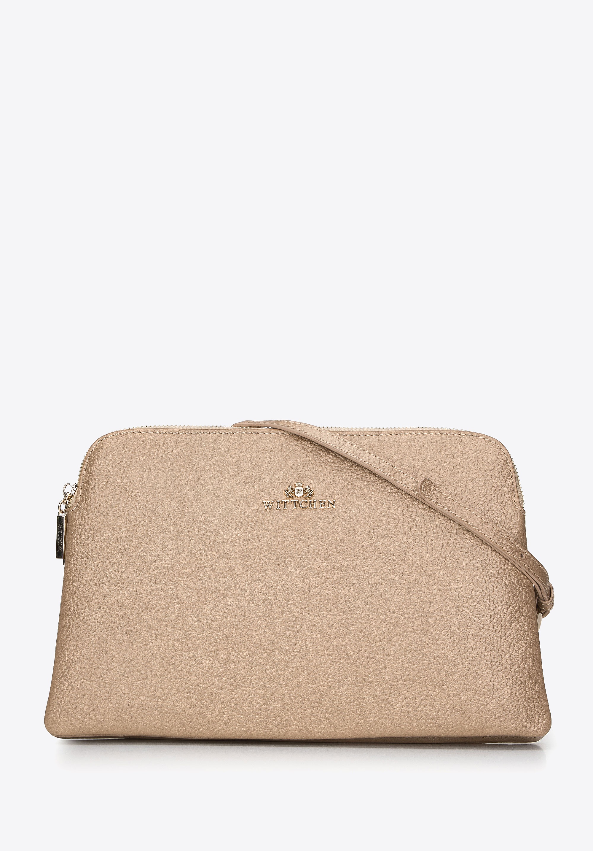 Damska listonoszka skórzana dwukomorowa klasyczna złota