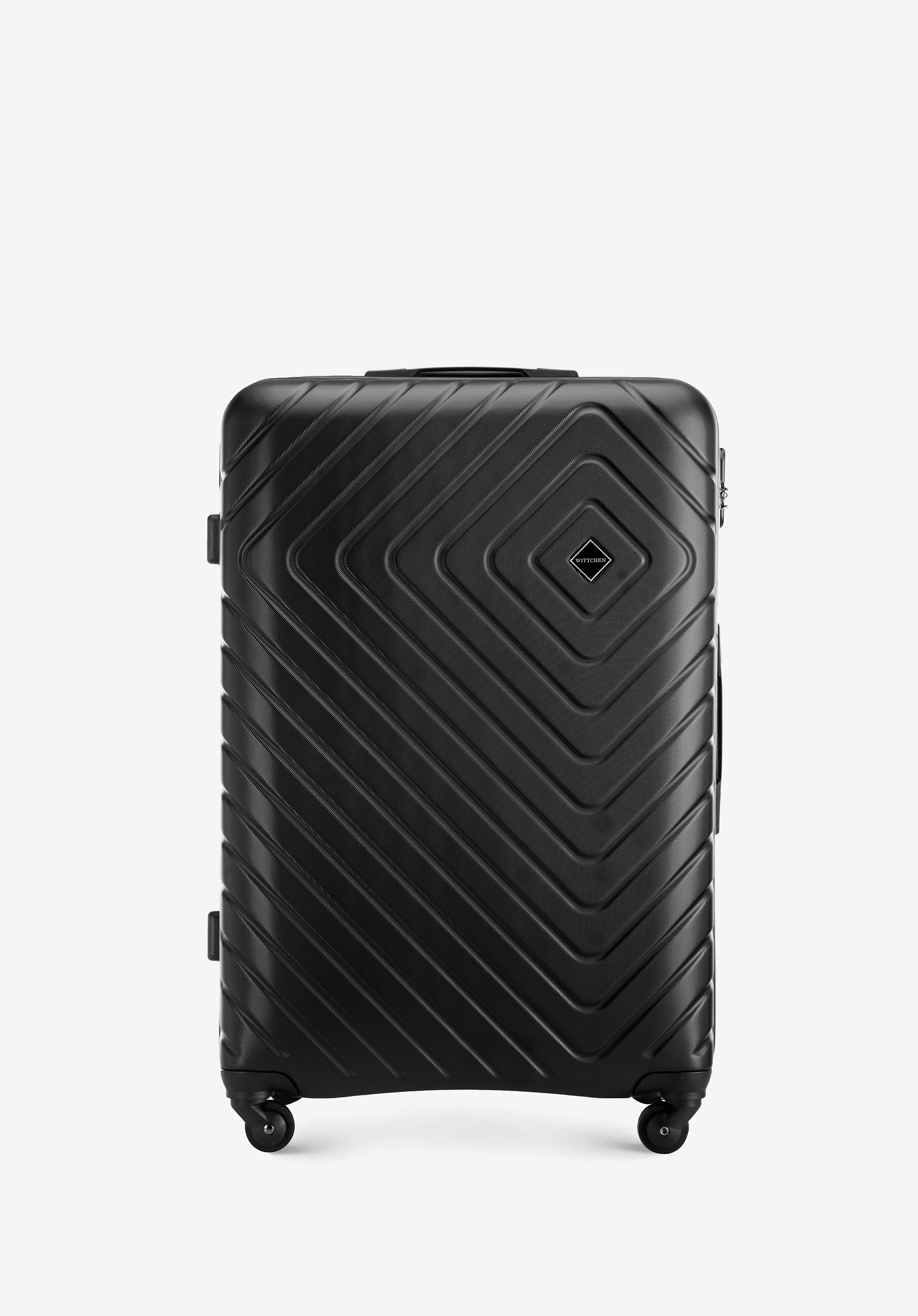 Duża walizka z ABS-u z geometrycznym tłoczeniem czarna
