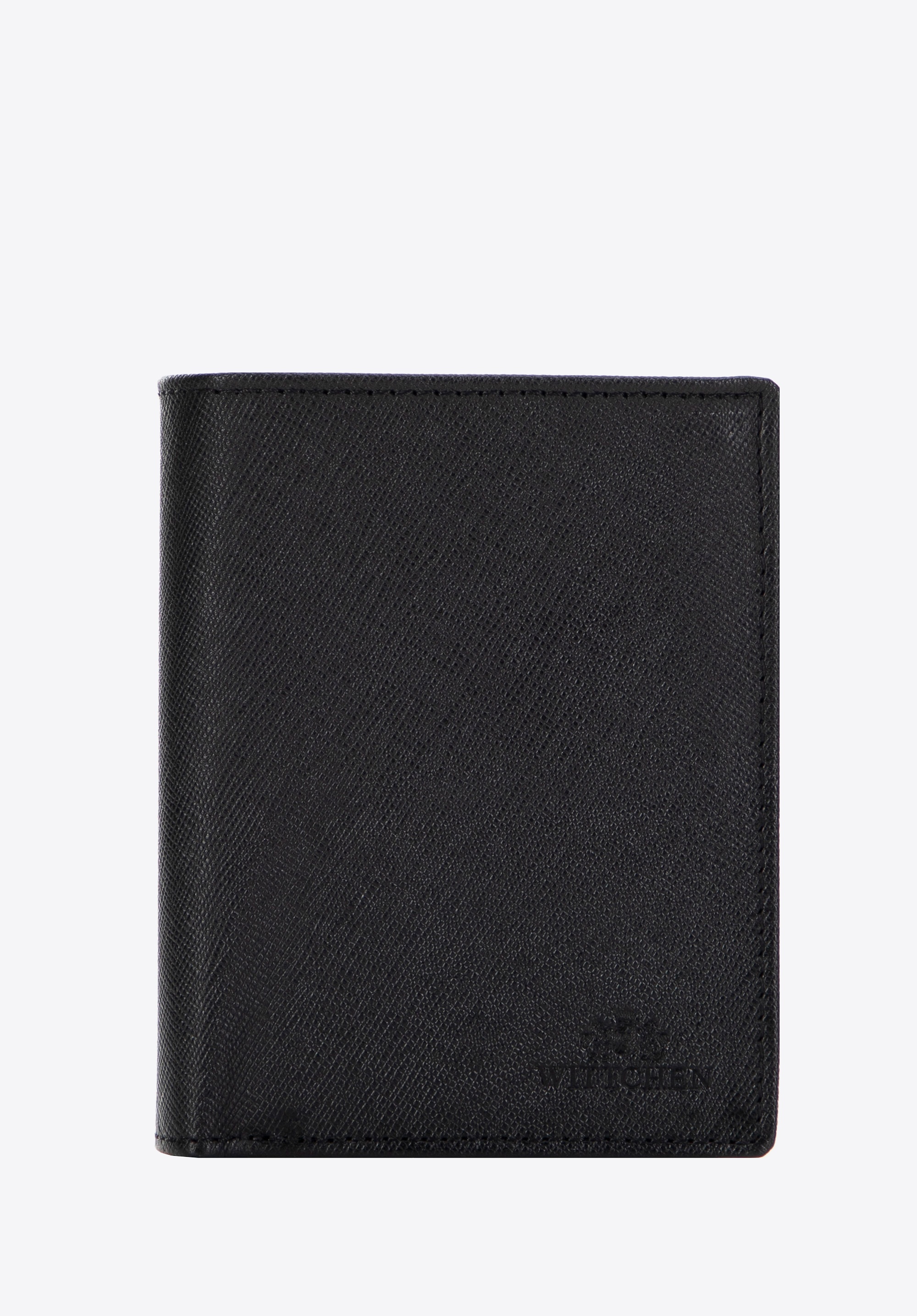 Męski portfel ze skóry o fakturze saffiano czarny