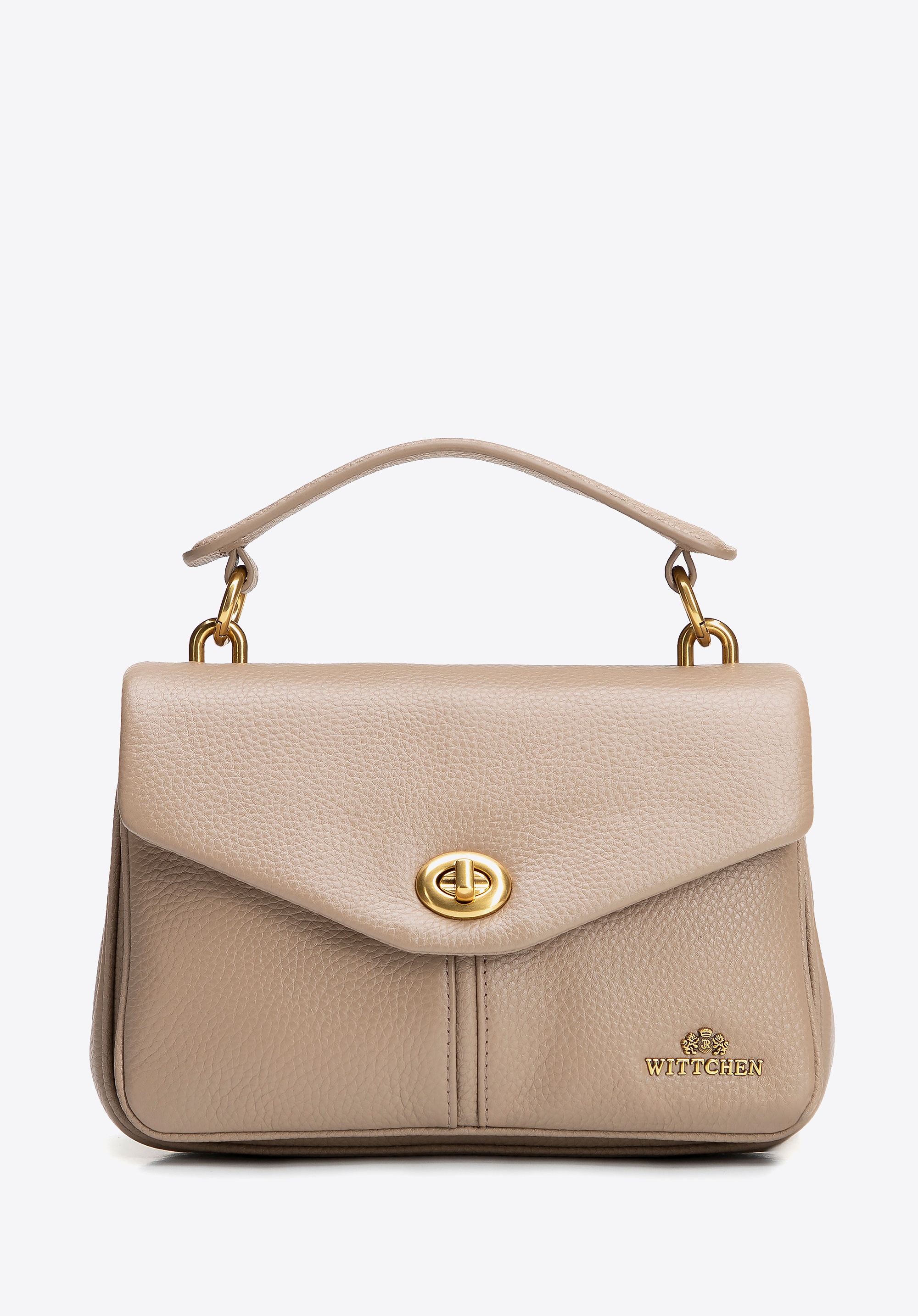 Damska listonoszka trójkomorowa ze skóry naturalnej beżowa