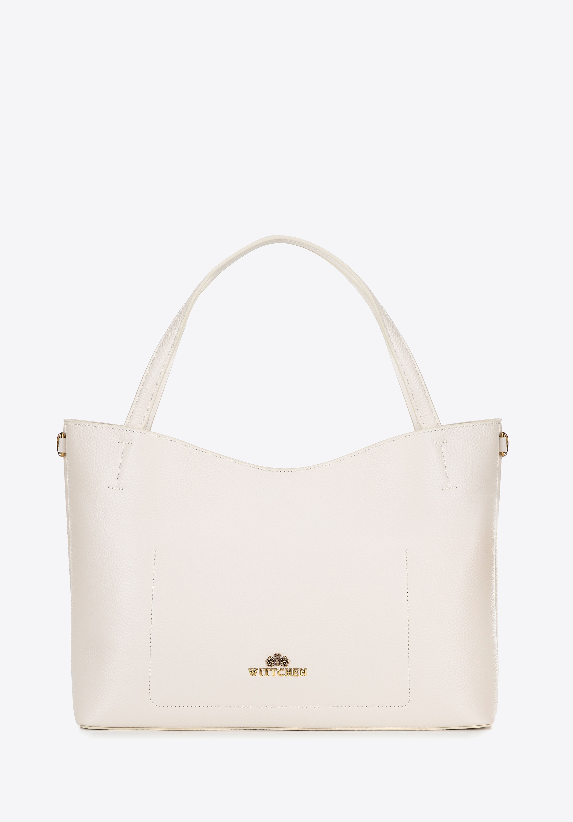 Damski kuferek z wyjmowaną saszetką kremowy