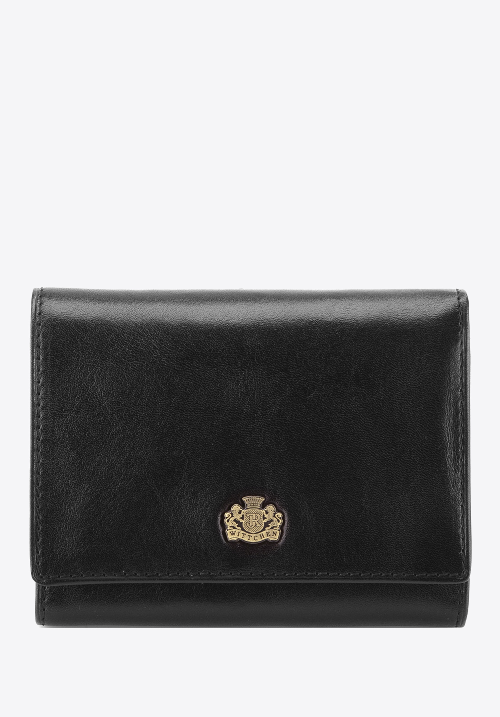 Damski portfel skórzany z herbem na napę czarny