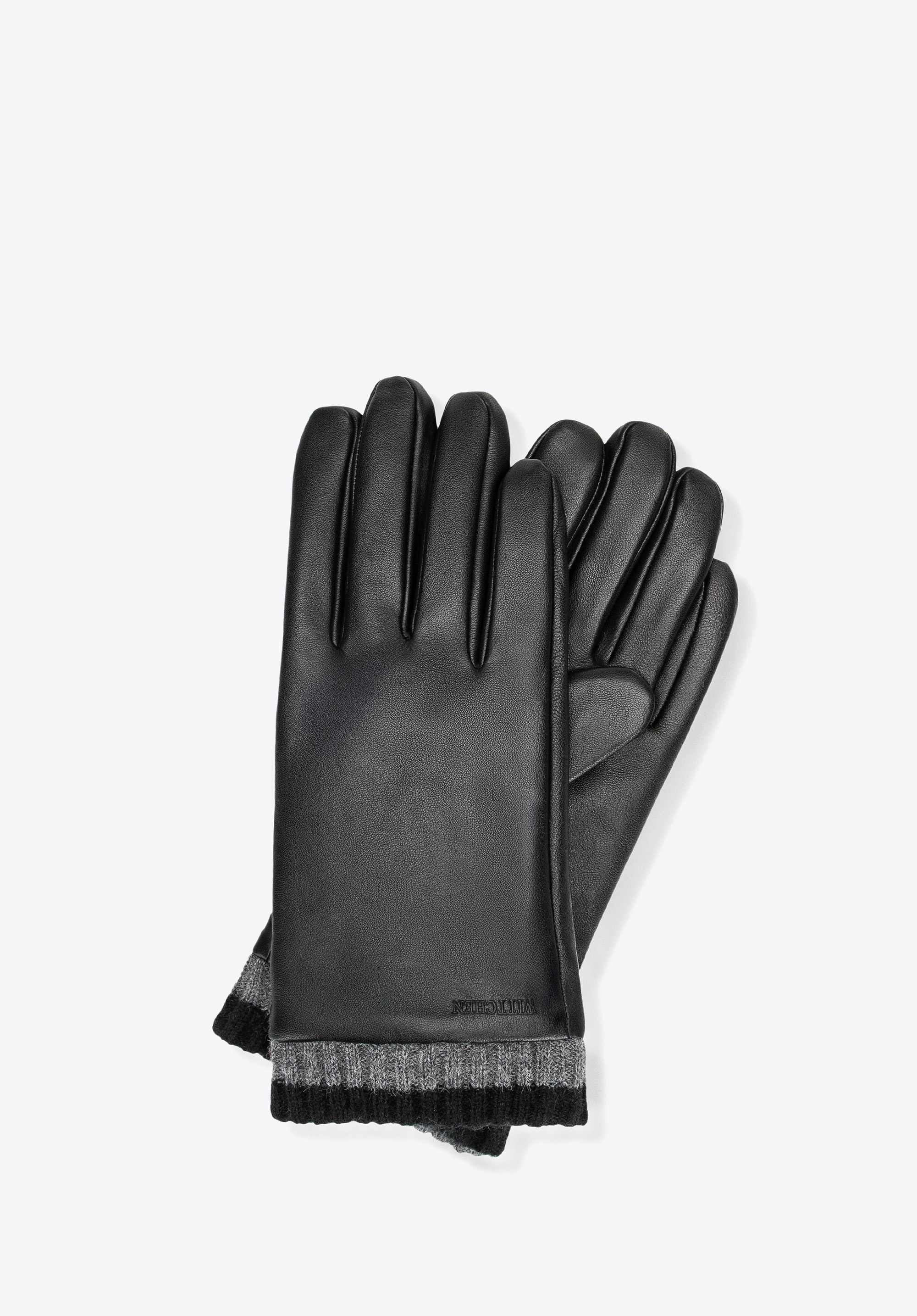 Ocieplane męskie rękawiczki ze skóry naturalnej owczej czarne