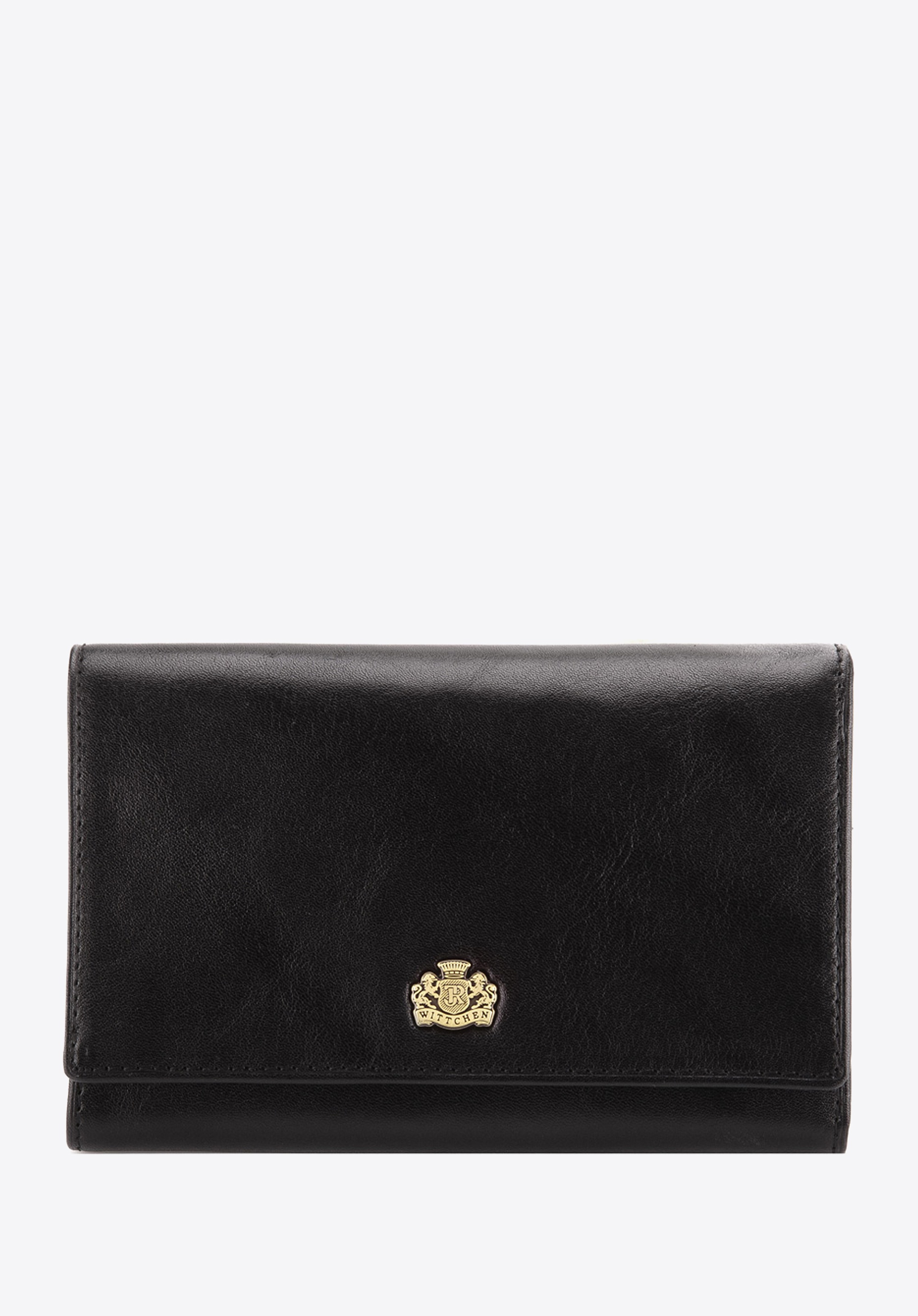 Damski portfel skórzany z herbem średni czarny