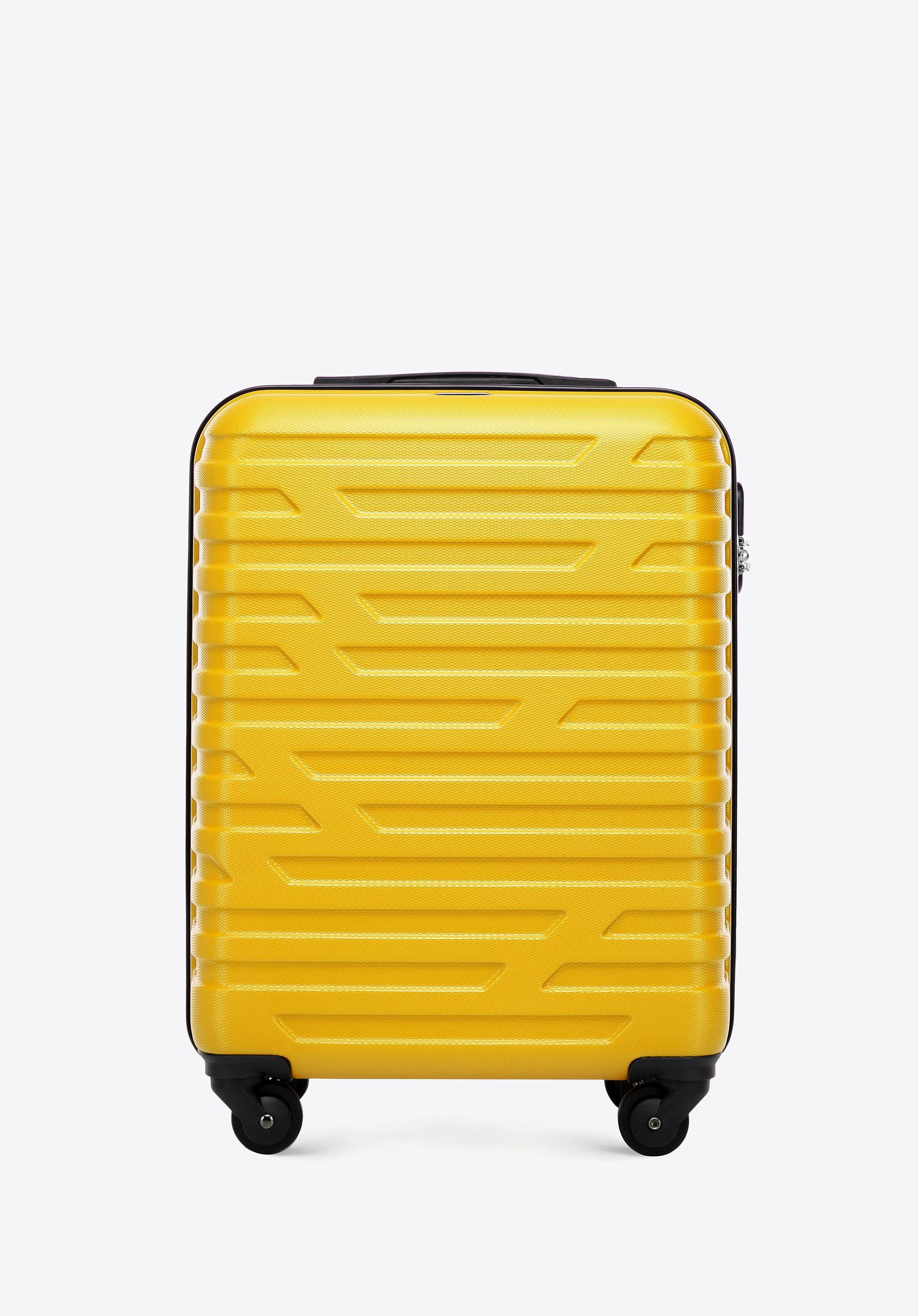 Walizka kabinowa z ABS-u w geometryczny deseń żółta