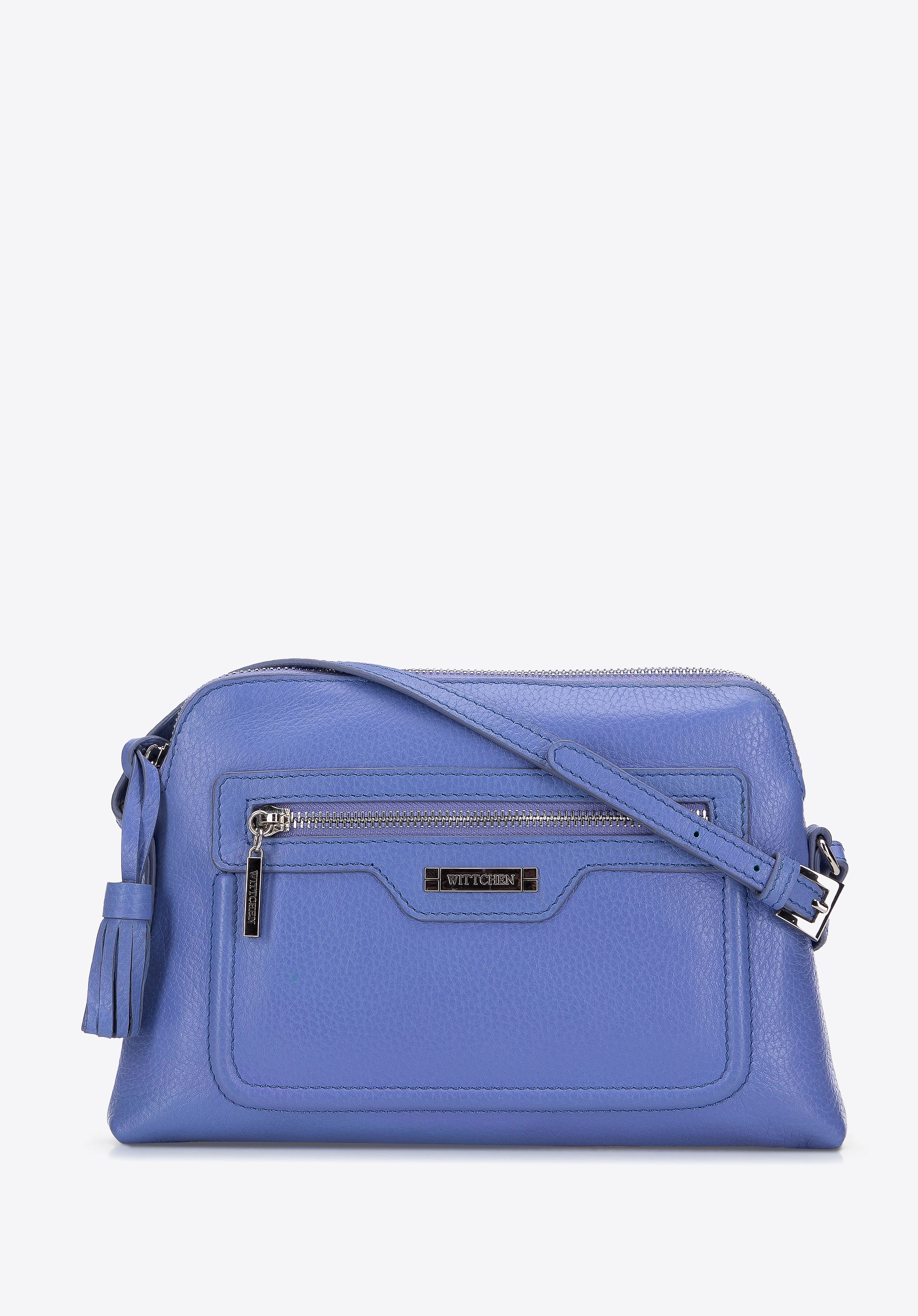 Damska listonoszka skórzana z chwostem fioletowa