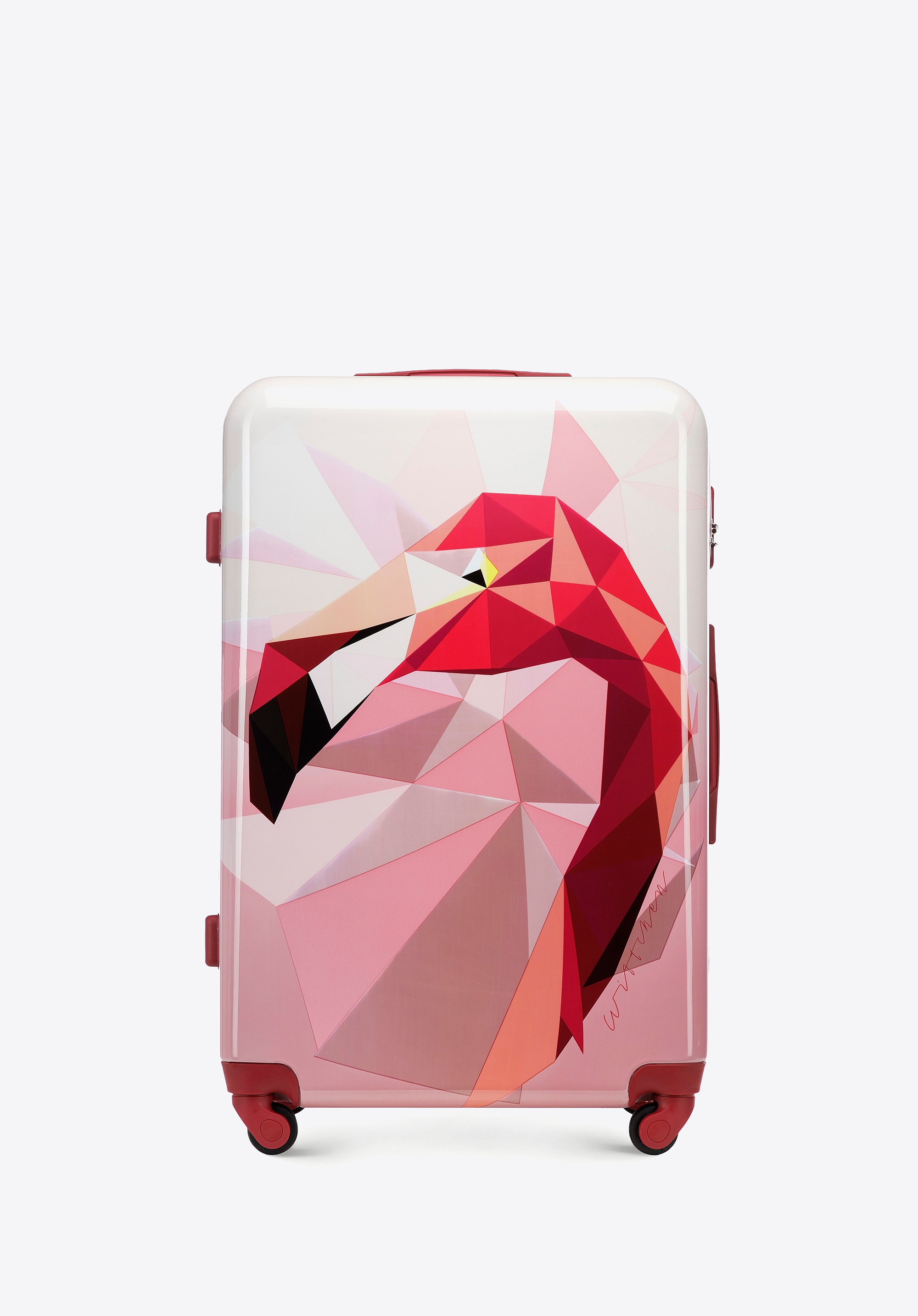 Duża walizka z ABS-u z nadrukiem różowa