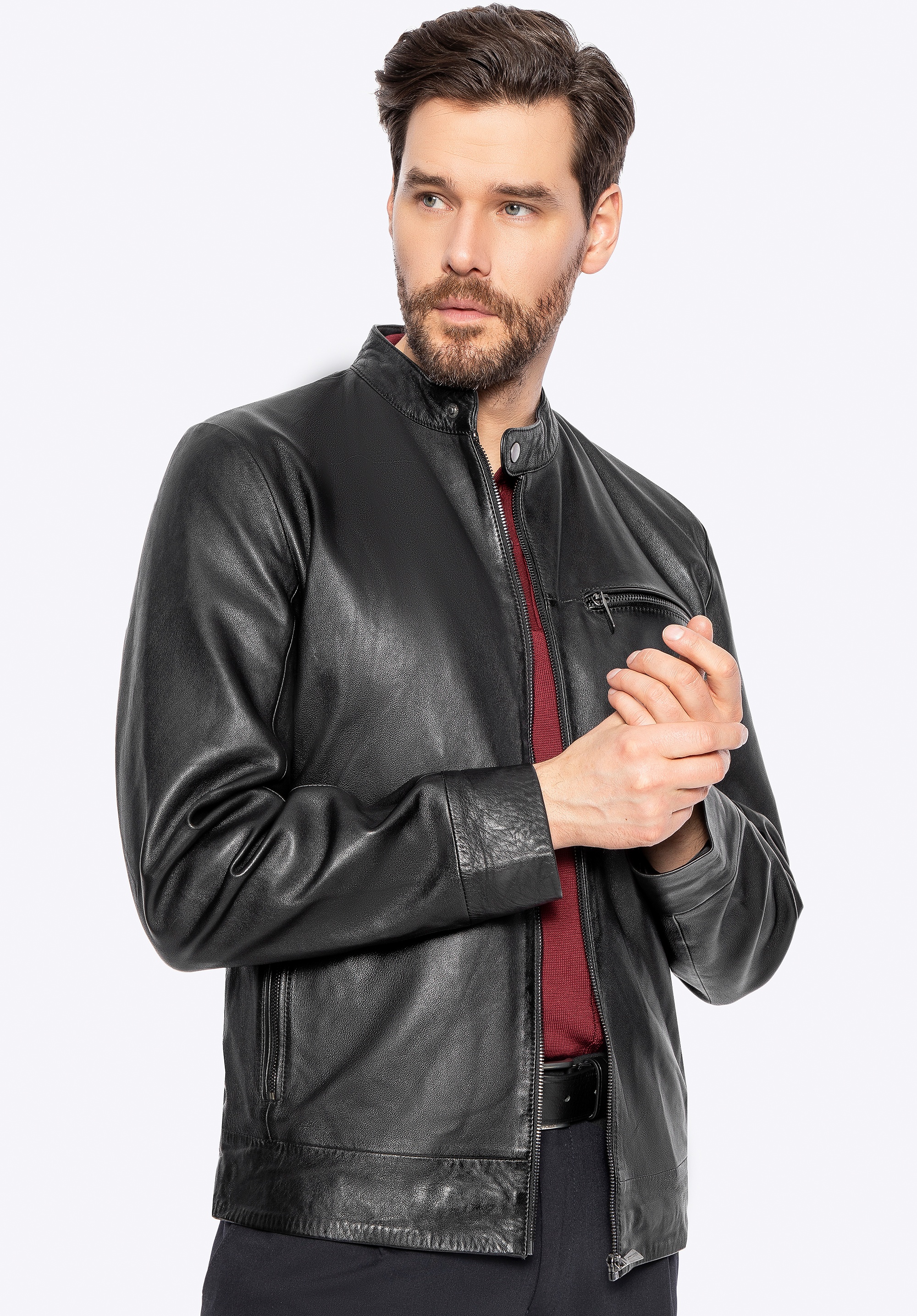 Męska kurtka ze skóry naturalnej owczej czarna