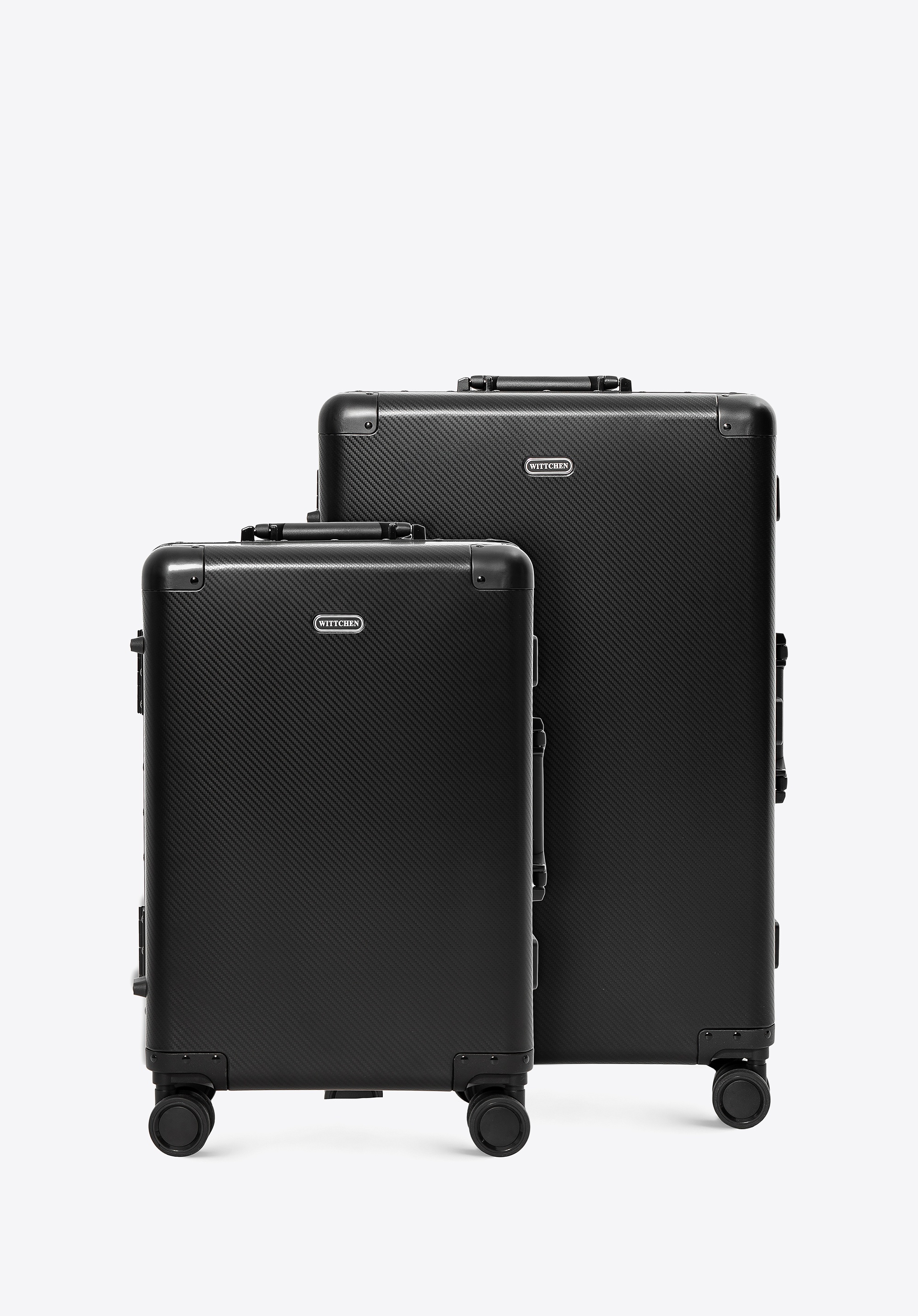 Zestaw małej i średniej walizki z aluminium czarny