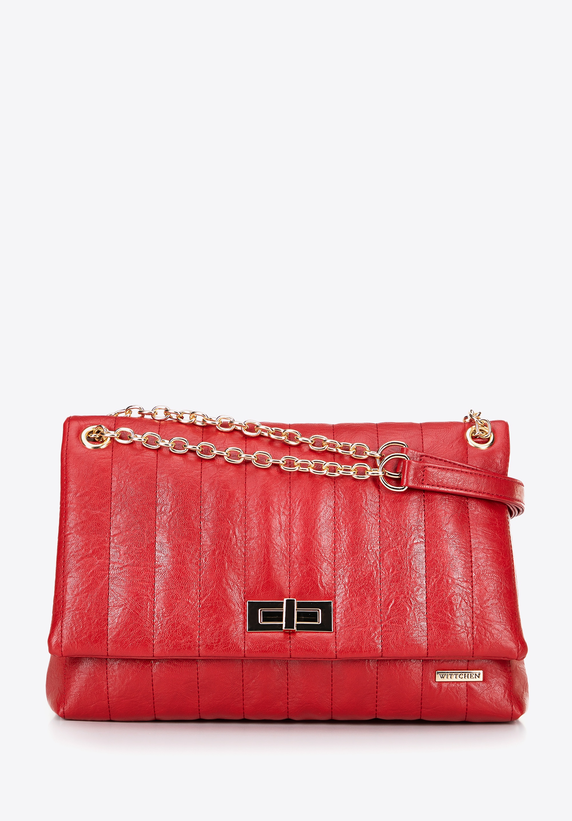 Damska crossbody z ekoskóry dwukomorowa duża czerwona