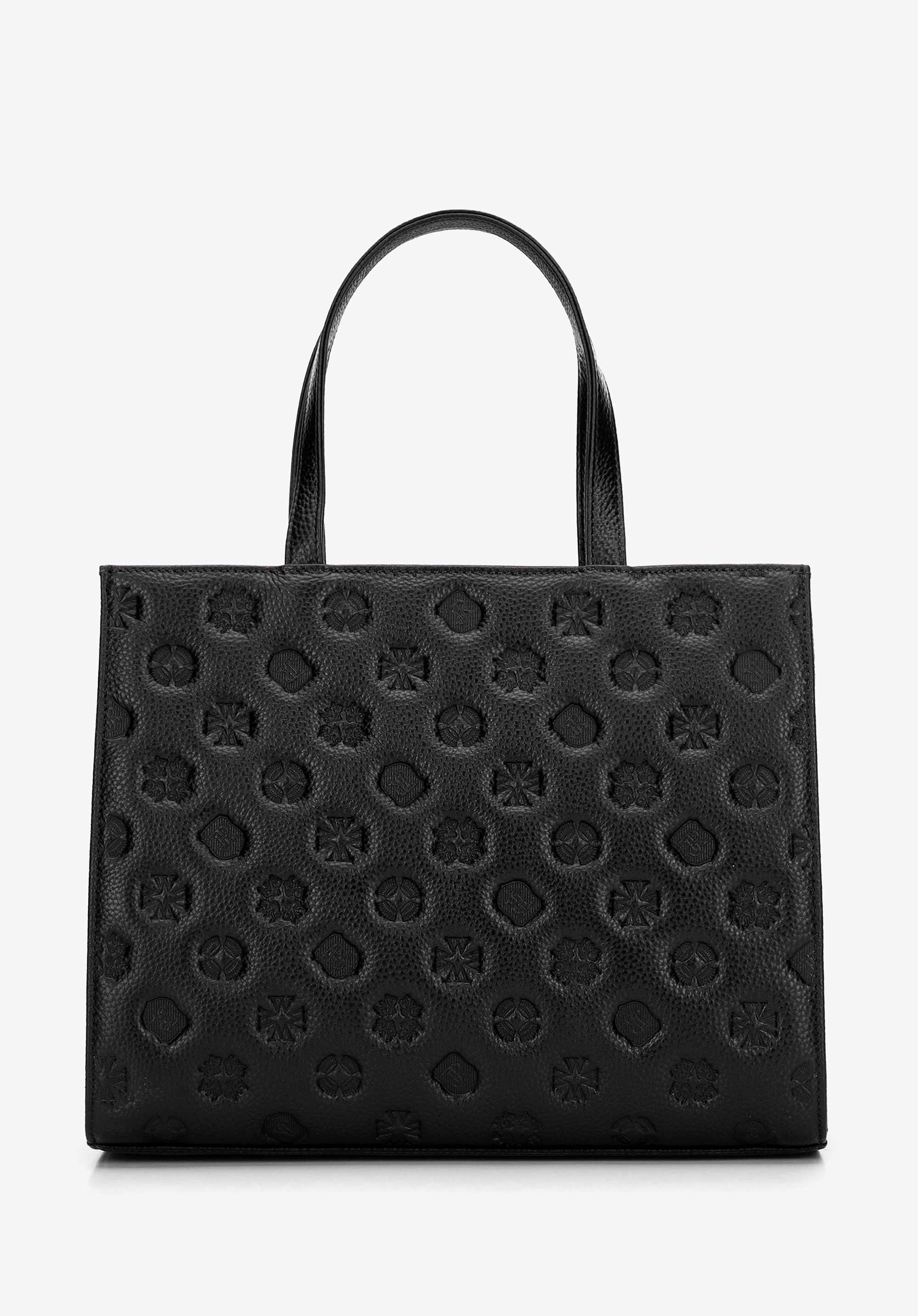 Damski kuferek ze skóry z tłoczeniem czarny