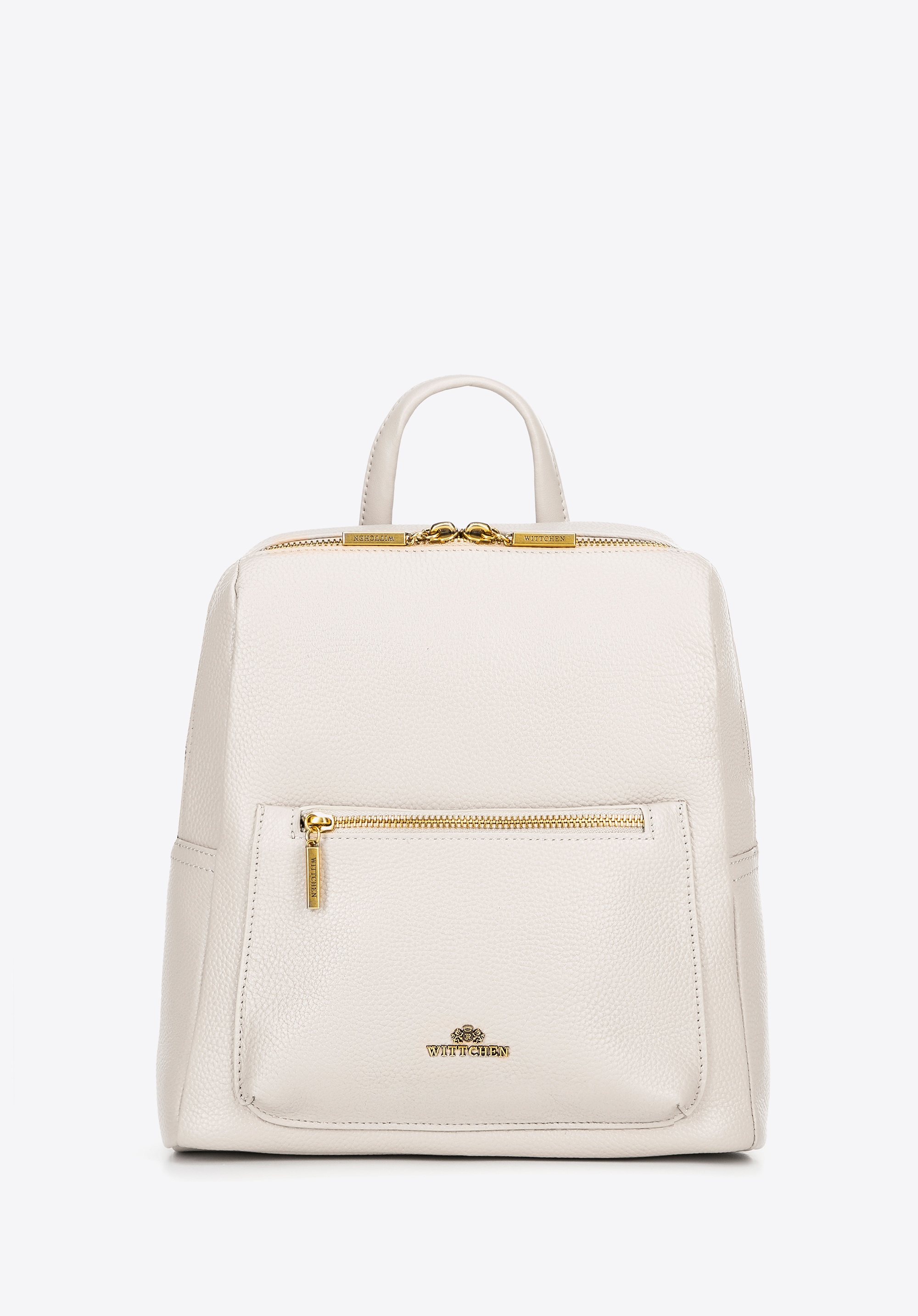 Damski plecak ze skóry naturalnej pudełkowy kremowy