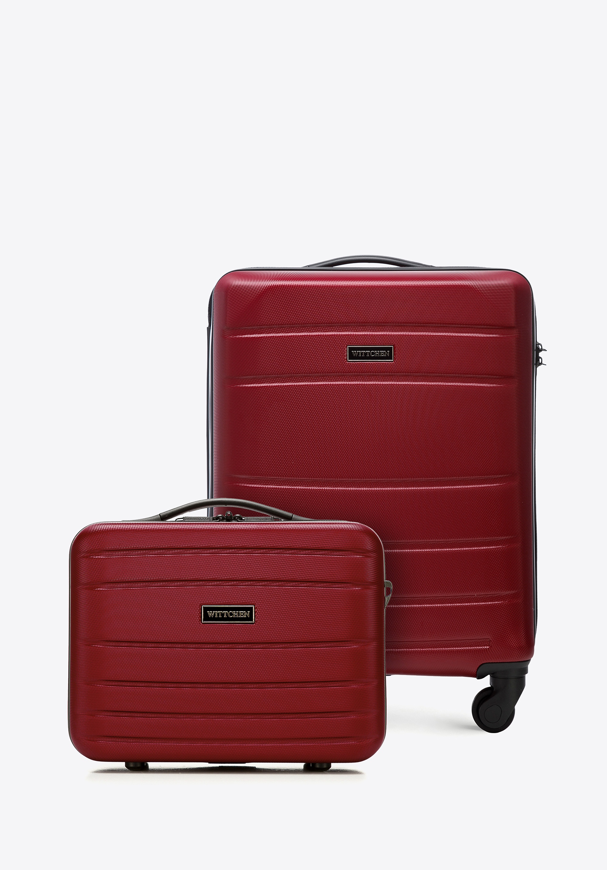Walizka kabinowa i kosmetyczka z ABS-u żłobione czerwone