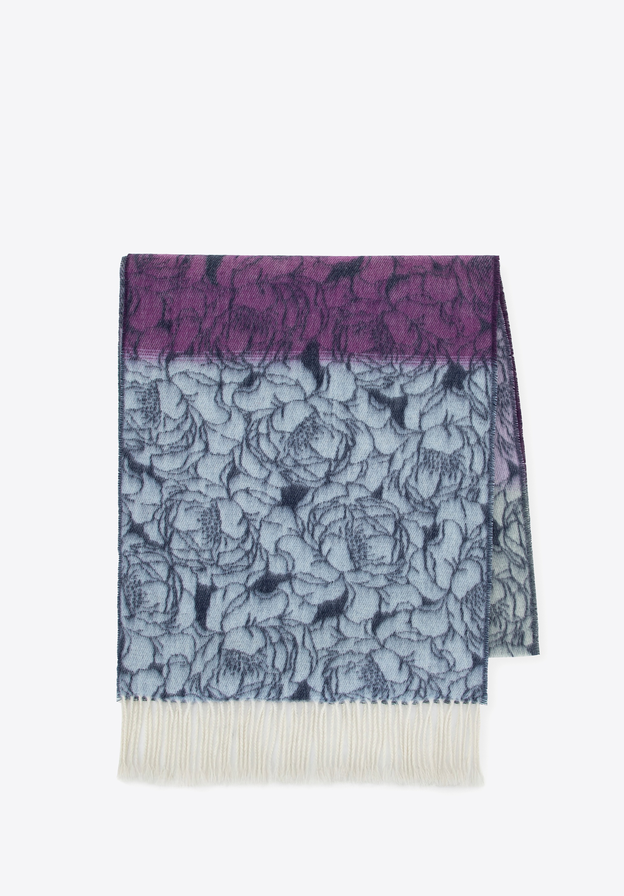 Szal damski w kwiatowy wzór granatowo - fioletowy