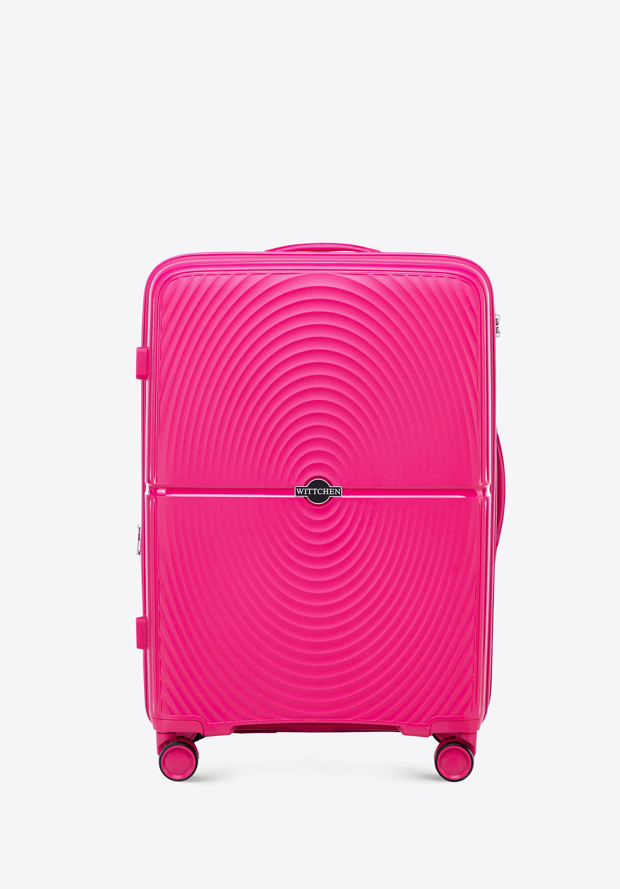 Średnia walizka z polipropylenu w okręgi różowa