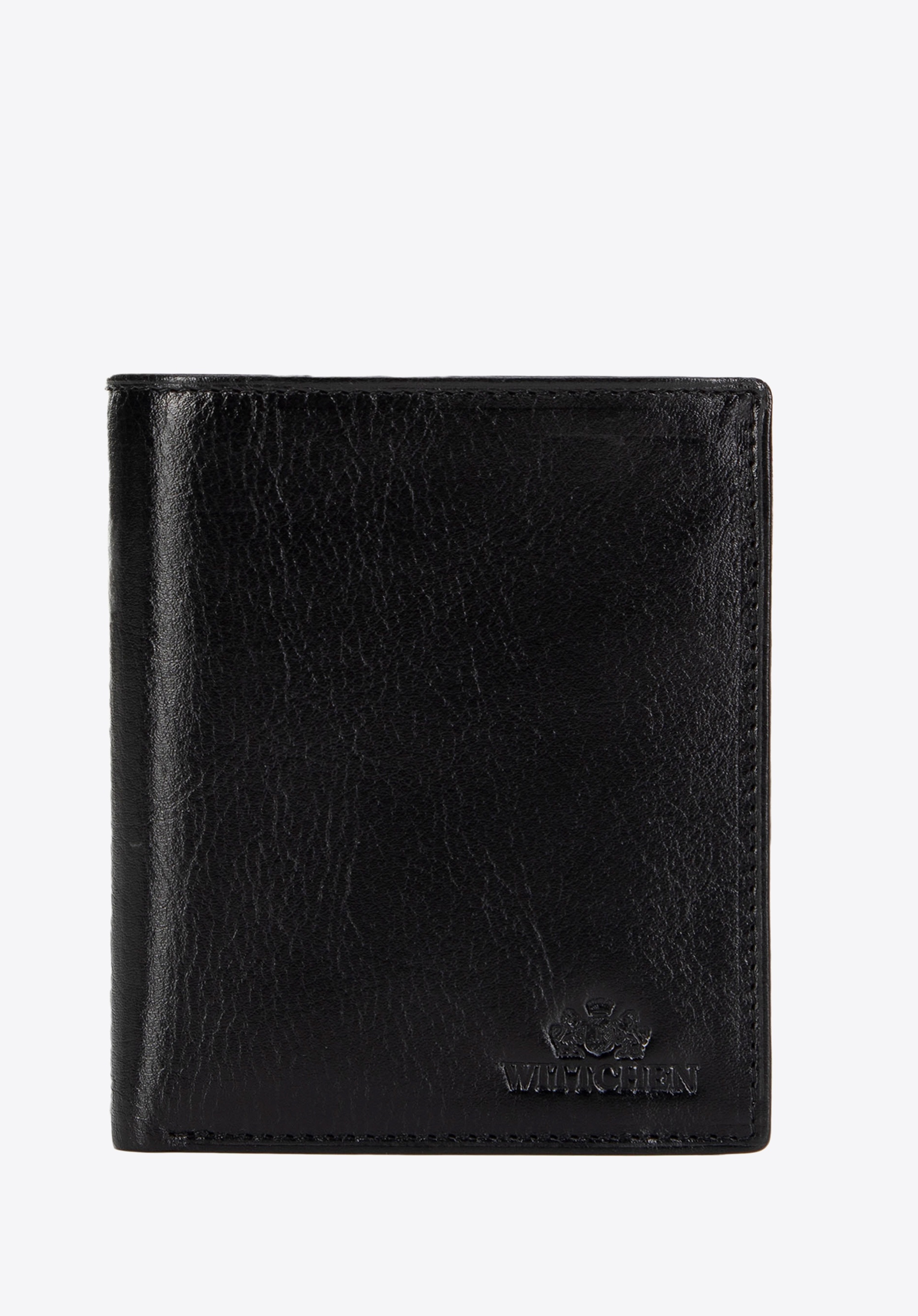 Męski portfel ze skóry naturalnej z tłoczonym logo czarny