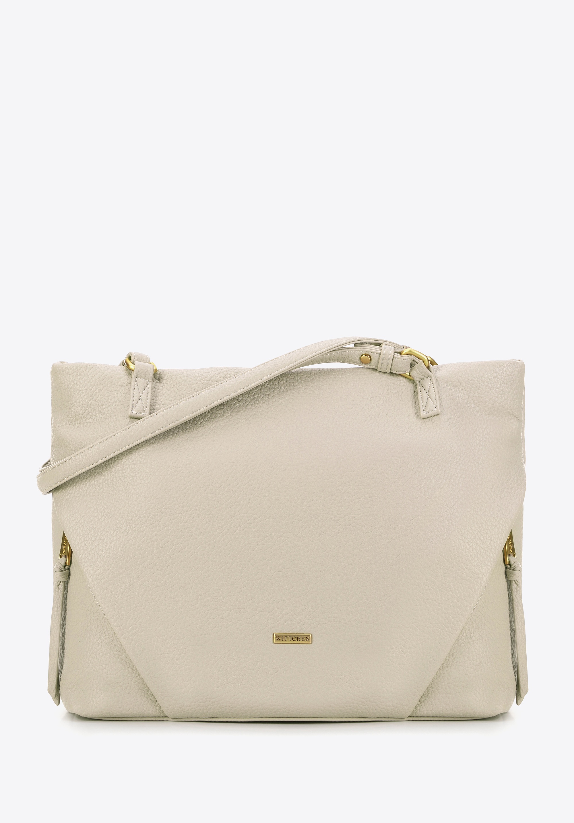 Damska shopperka z ukośnymi kieszeniami kremowa