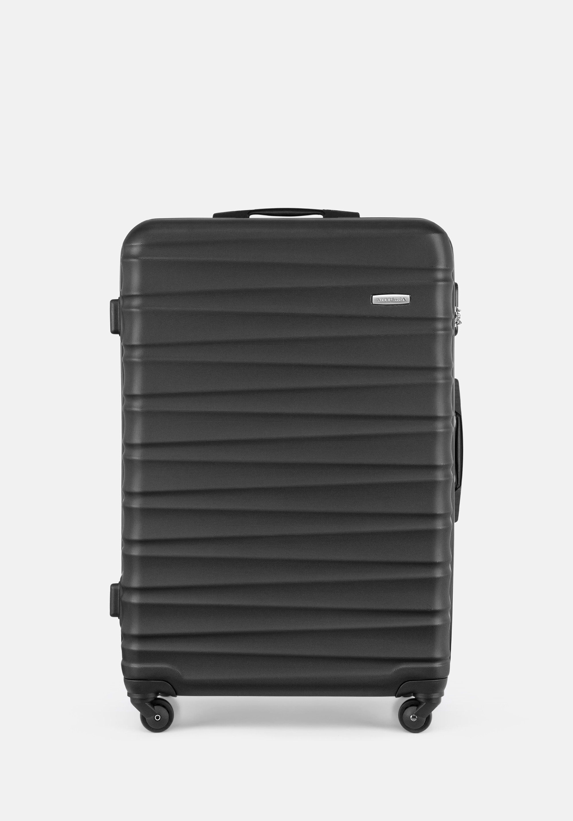 Duża walizka z ABS-u z żebrowaniem czarna