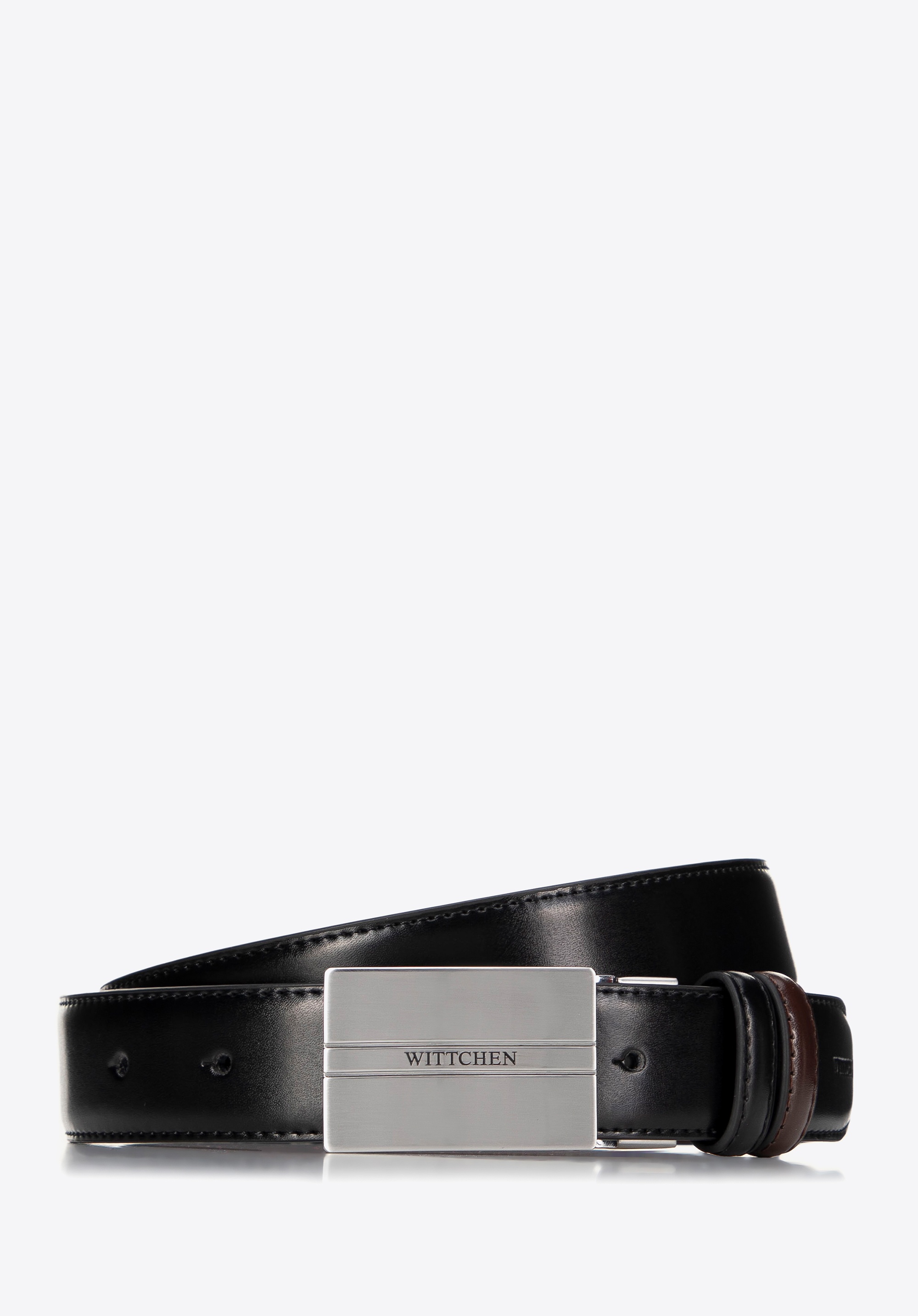 Męski pasek skórzany z dużą klamrą czarny