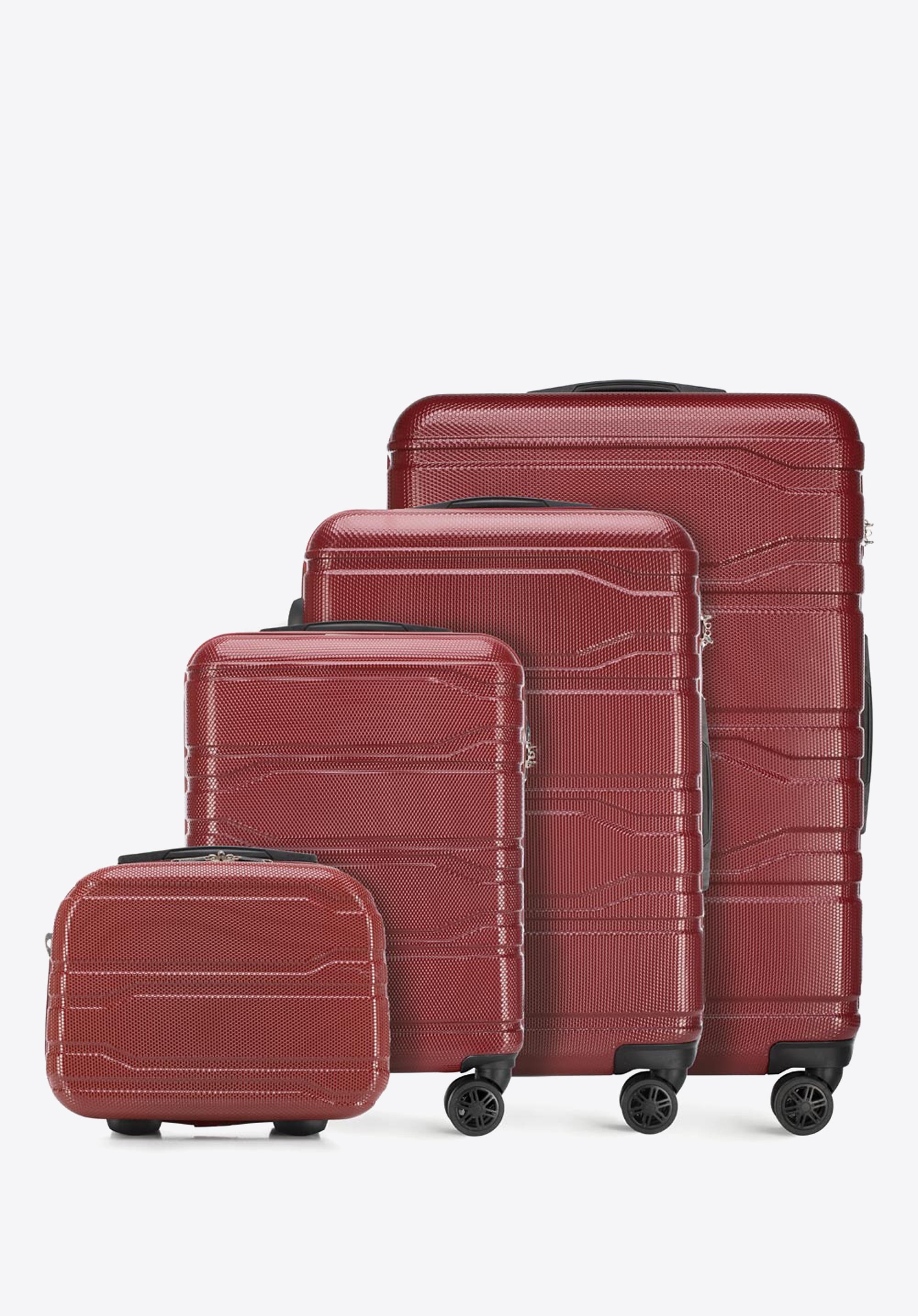 Komplet walizek z polikarbonu tłoczonych czerwony