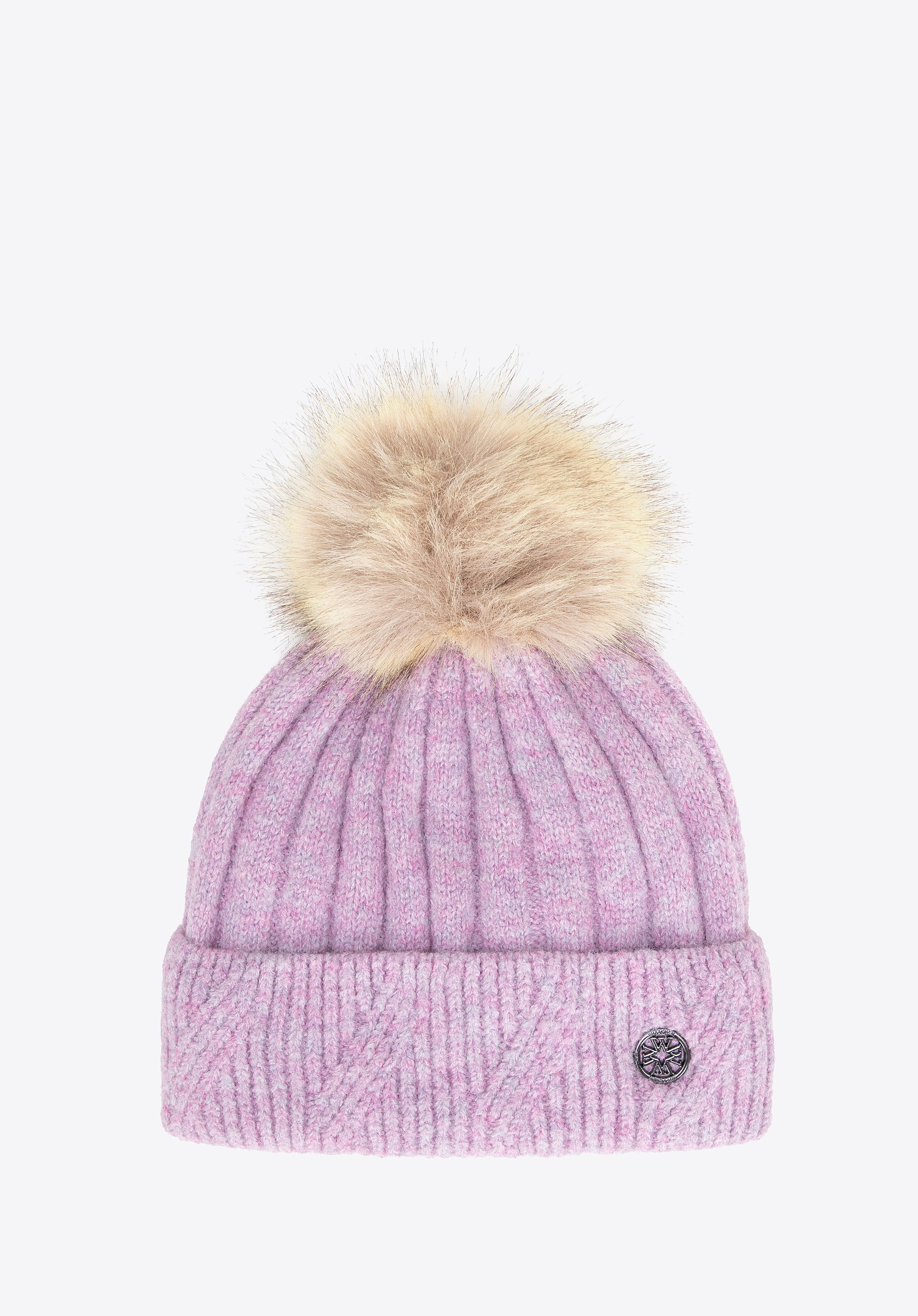 Czapka damska zimowa z pomponem fioletowa