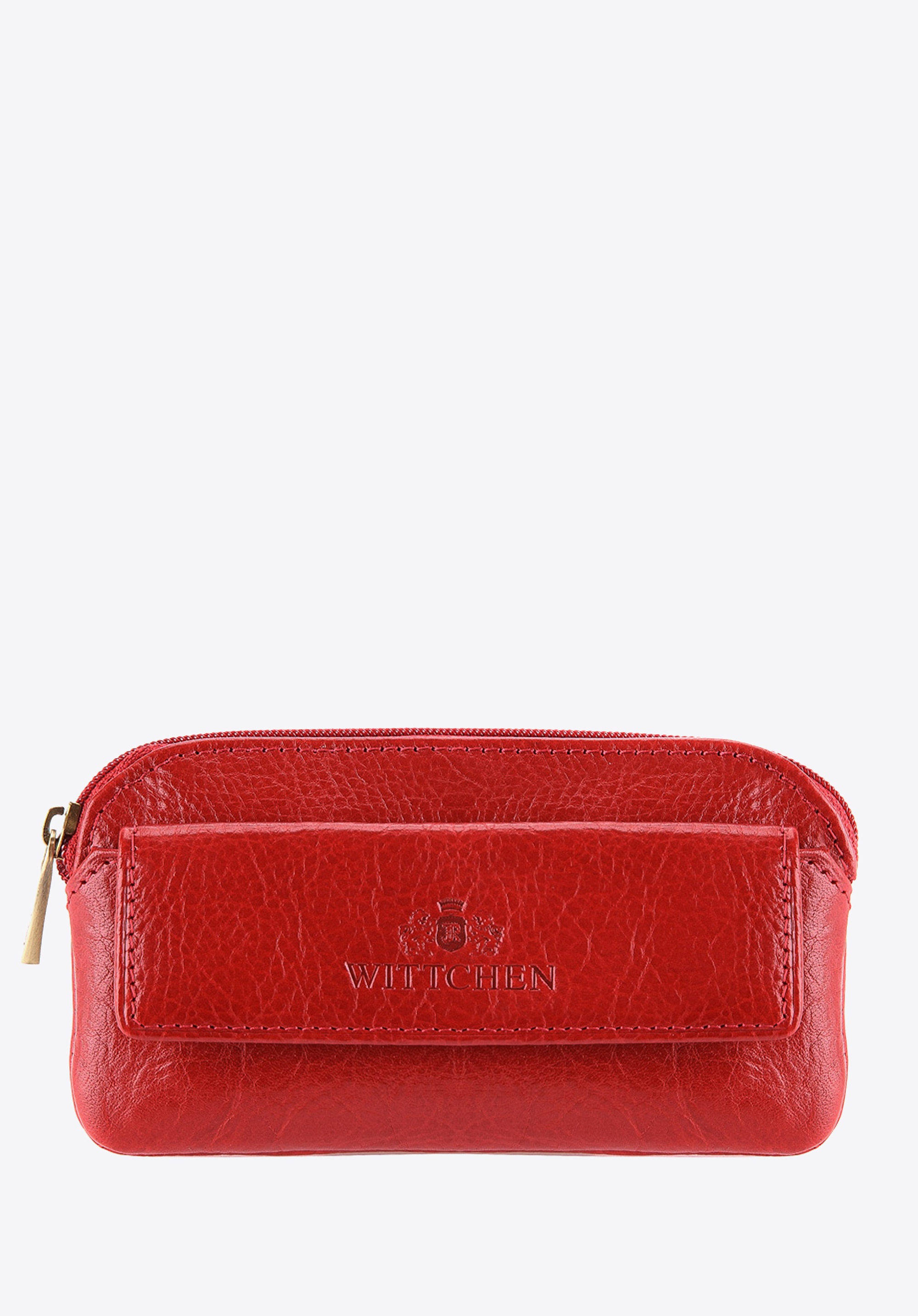 Etui na klucze skórzane z kieszonką czerwone