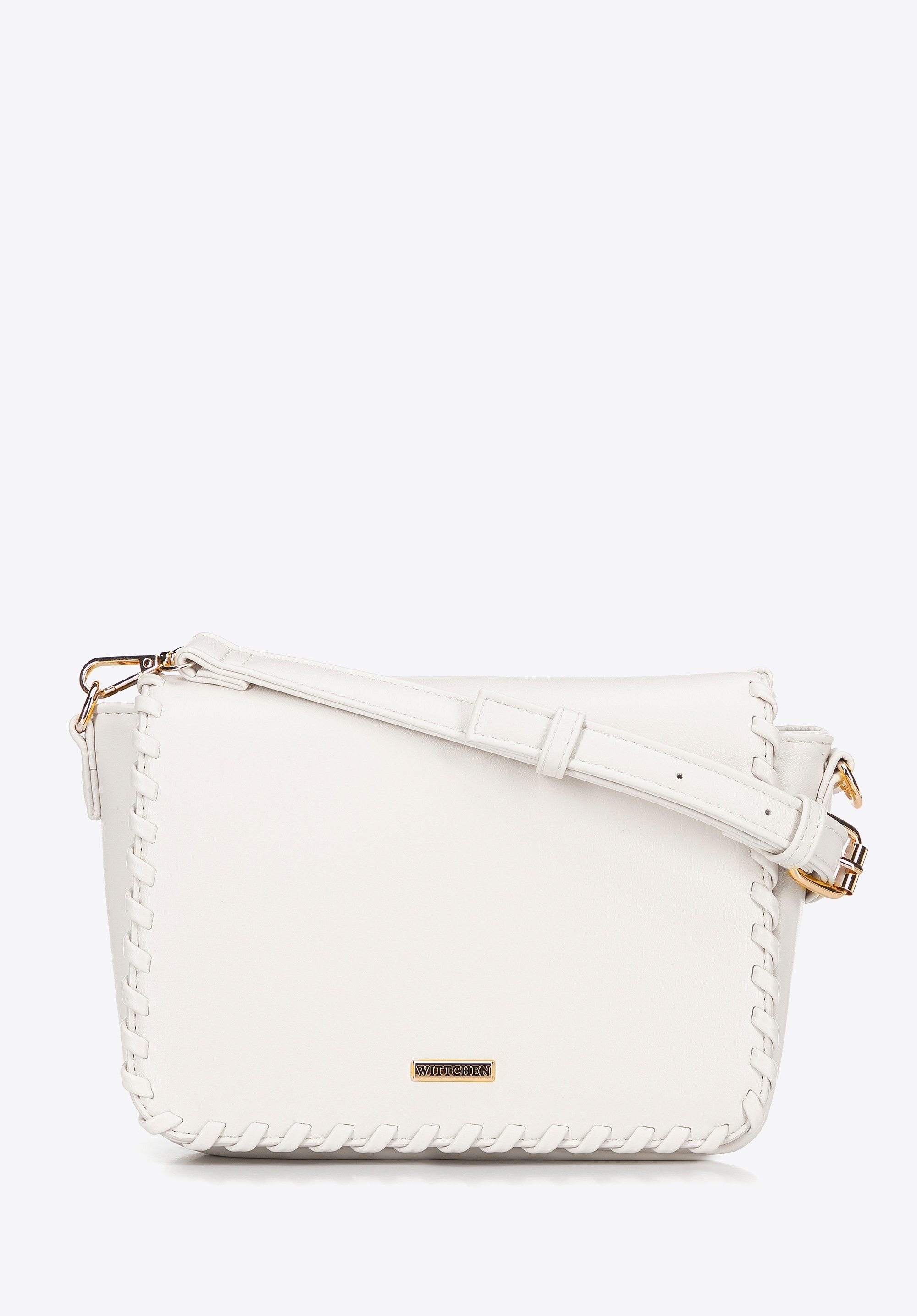 Damska crossbody z obszytą klapą kremowa