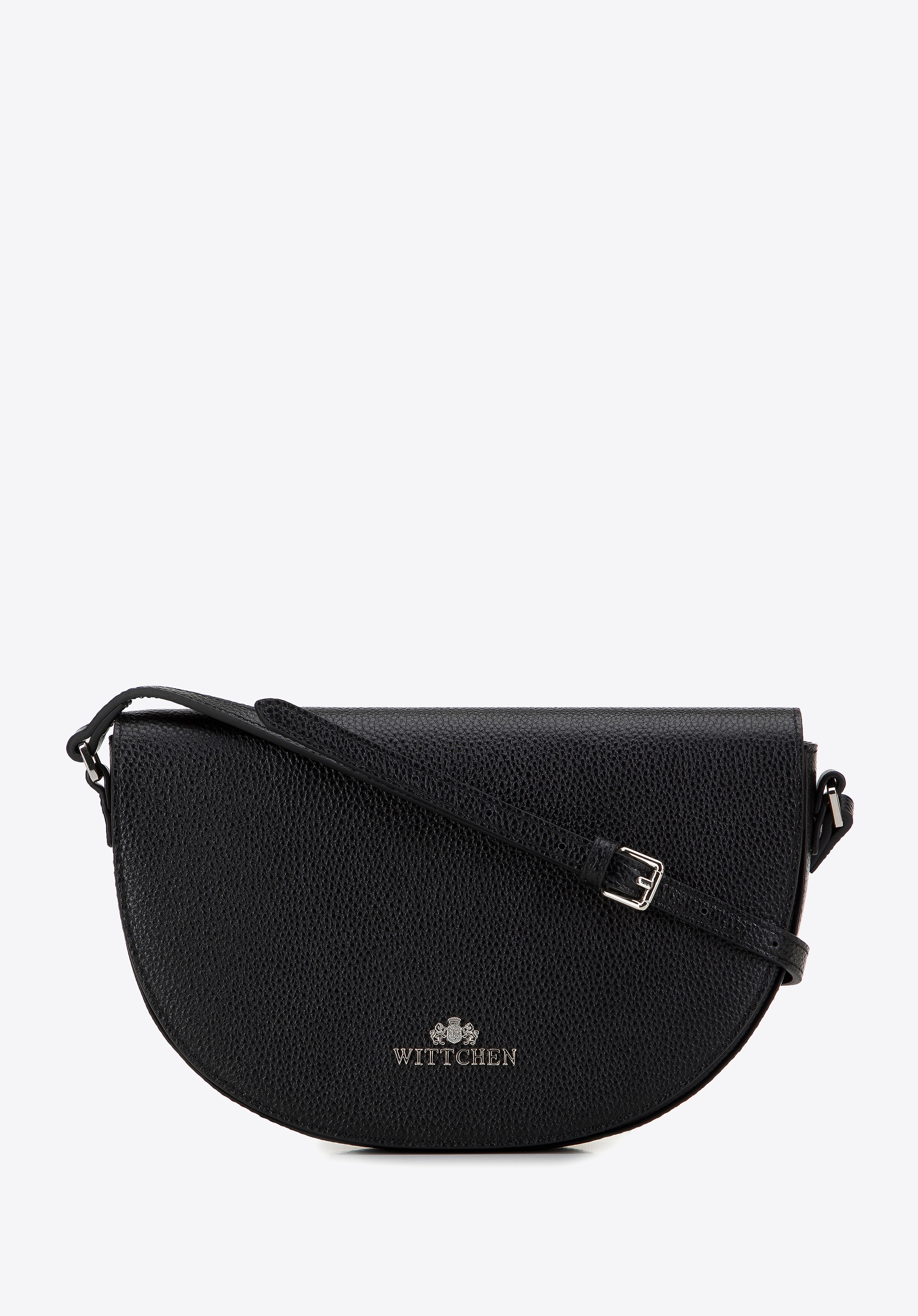 Damska saddle bag z groszkowanej skóry czarno-srebrna