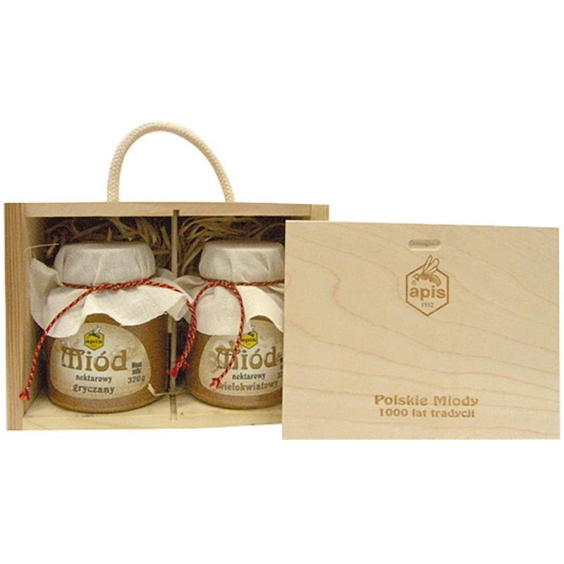 Zestaw miodów naturalnych w skrzynce