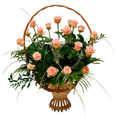 Kosz różowych róż