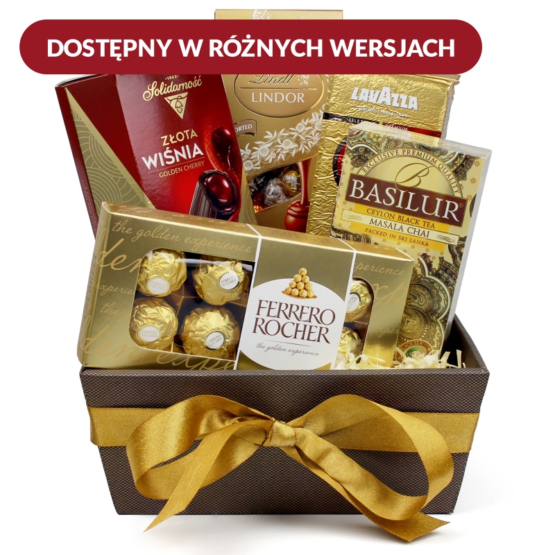 Kosz Delikatesowy Złoty blask - Z Dostawą Pod Drzwi - Idealny Prezent Na Święta