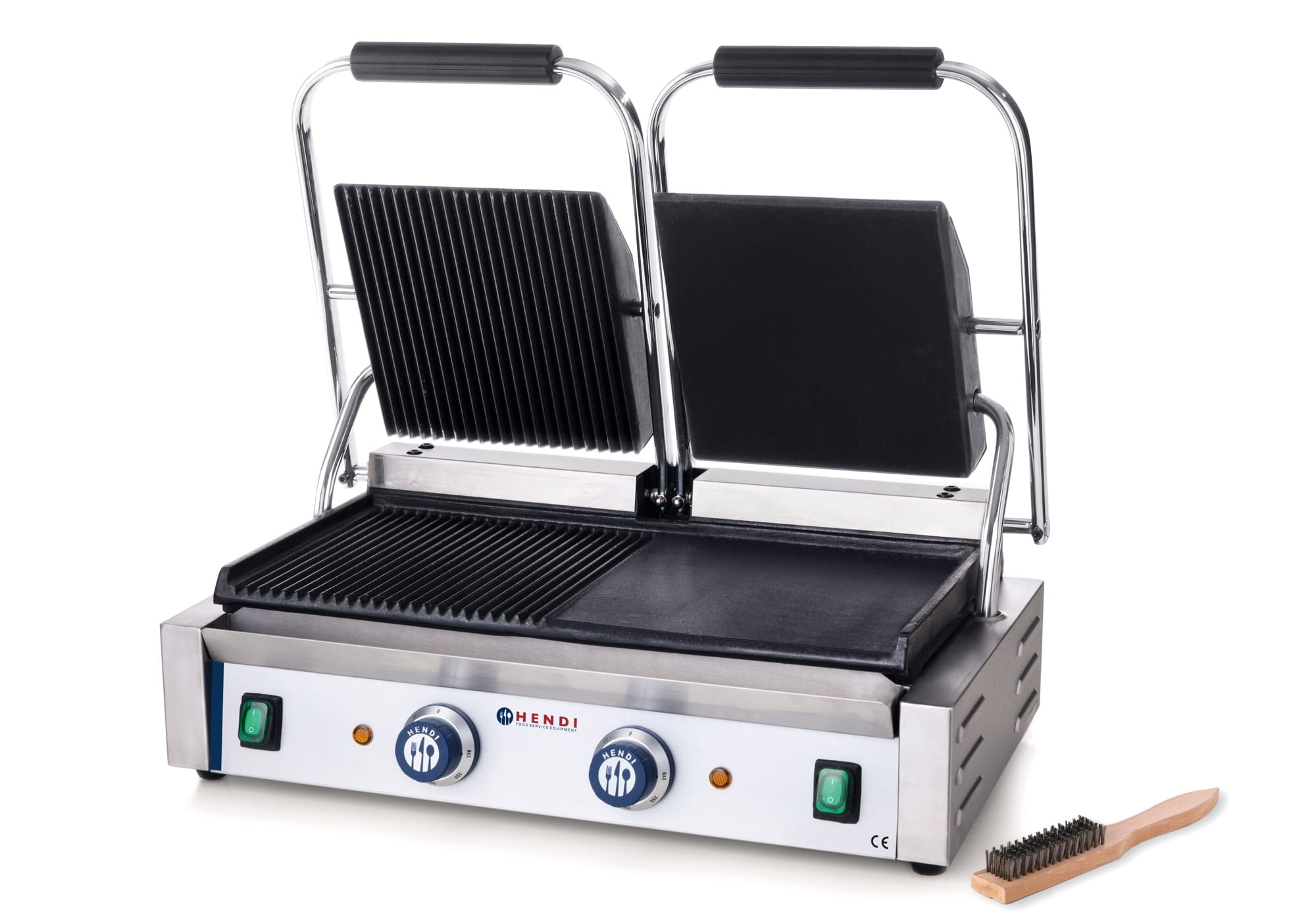 Podwójny grill kontaktowy, 1/2 gładka, 1/2 ryflowana 3,6kW Hendi