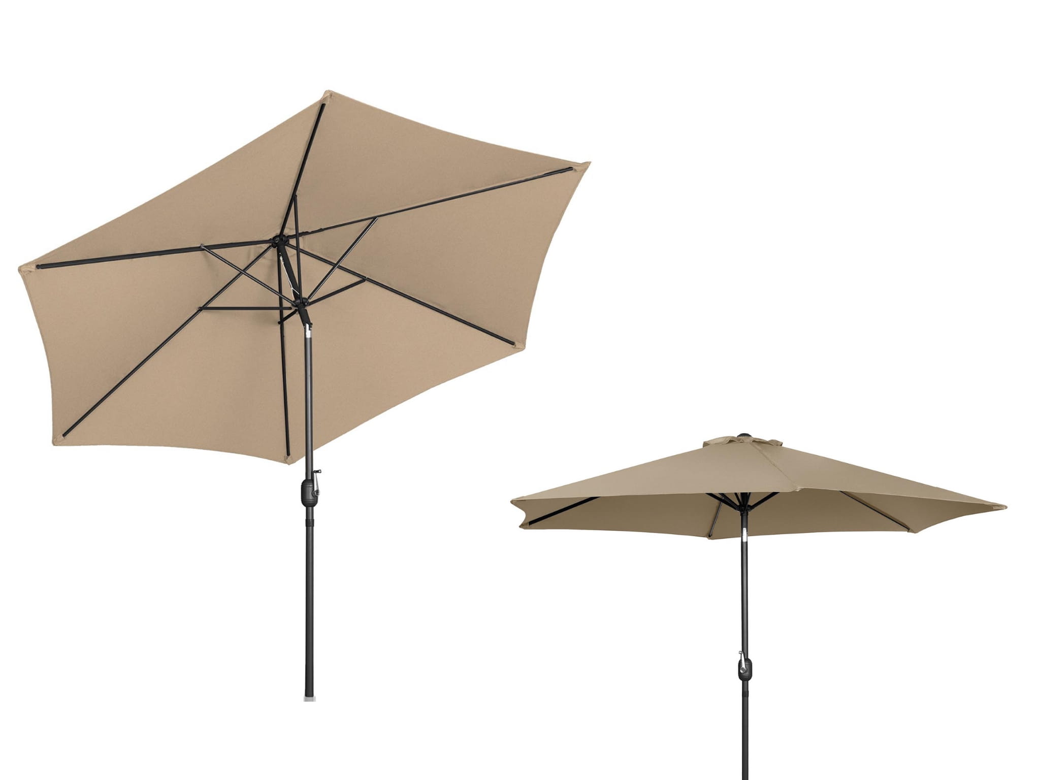 Parasol ogrodowy sześciokątny 300 cm, odchylany, szarobrązowy