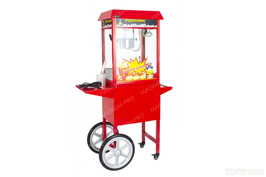 Maszyna do popcornu z wózkiem, na kołach