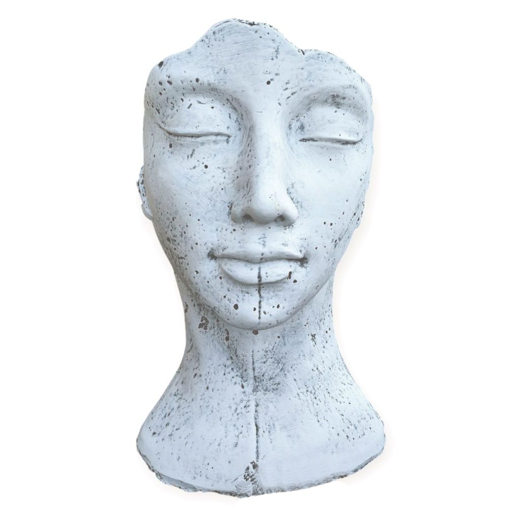 Rzeźba ogrodowa twarz kobiety 120cm XXL kolor biały, betonowa - imponująca dekoracja ogrodowa