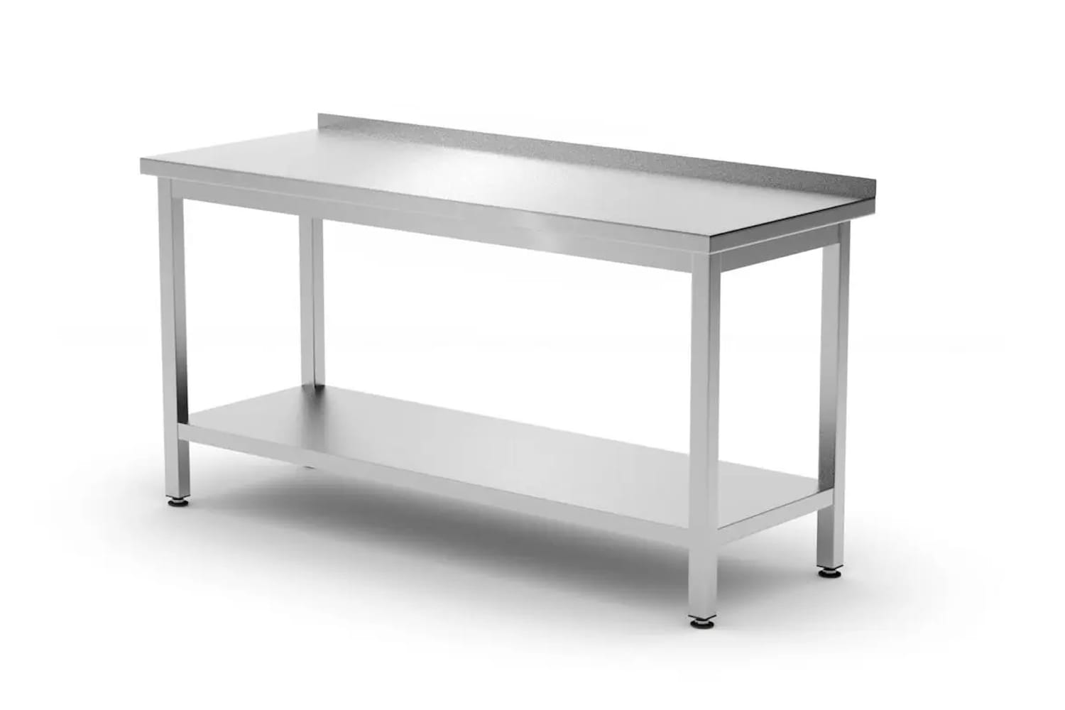 Stół gastronomiczny przyścienny 120x60x85cm z półką i rantem, skręcany | 817285