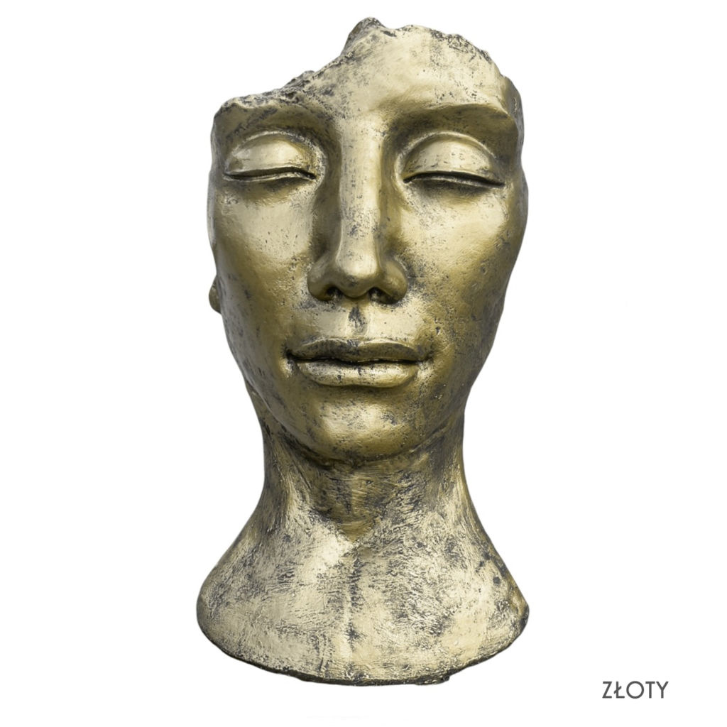 Rzeźba ogrodowa twarz mężczyzny 120cm XXL złoty kolor - imponująca dekoracja ogrodowa