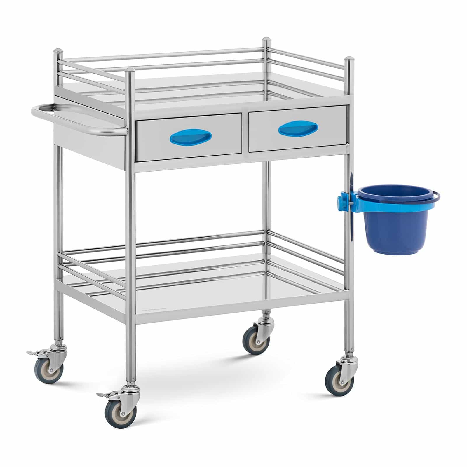Wózek laboratoryjny, 2 półki 58 x 41 cm + 2 szuflady, stal nierdzewna