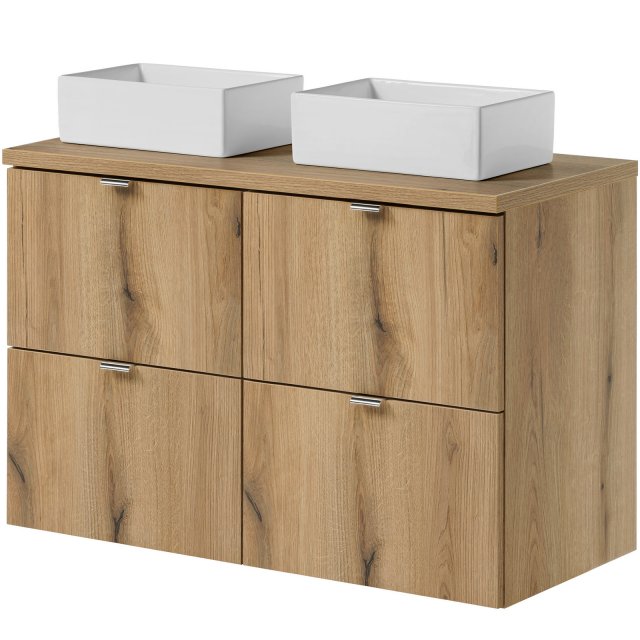 COMAD Zestaw mebli NOVA OAK 2 szafki 50 cm z blatem 100 cm, 2 umywalk