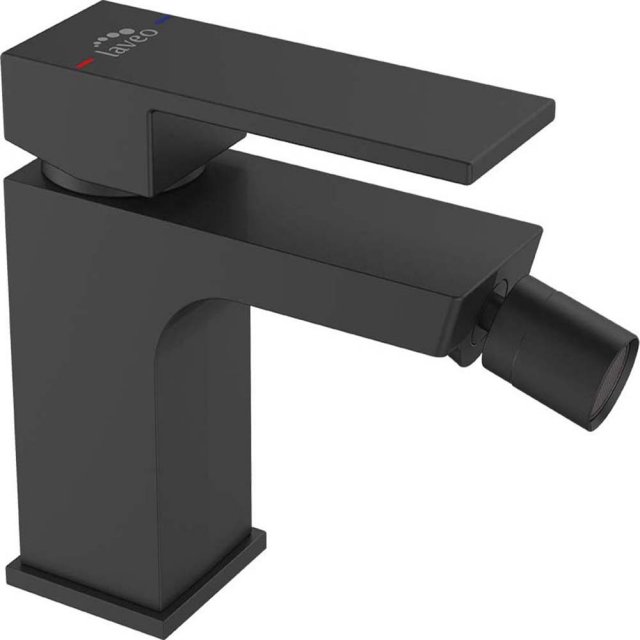 LAVEO Bateria bidetowa stojąca KVADRATO z korkiem klik-klak czarna BL