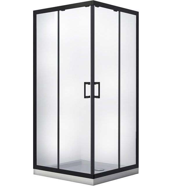 BESCO Kabina prysznicowa kwadratowa MODERN BLACK 80x80 szkło transpar