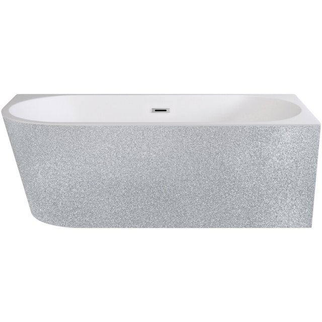 BESCO Wanna wolnostojąca ZOYA SREBRNA 170 prawa syfon z przelewem chr