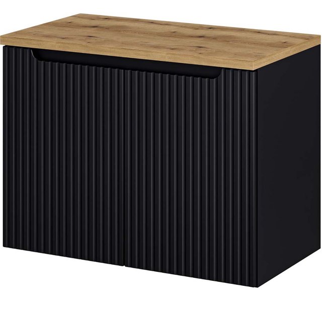 COMAD Szafka podumywalkowa z drzwiami NOVA BLACK z blatem OAK 80 cm
