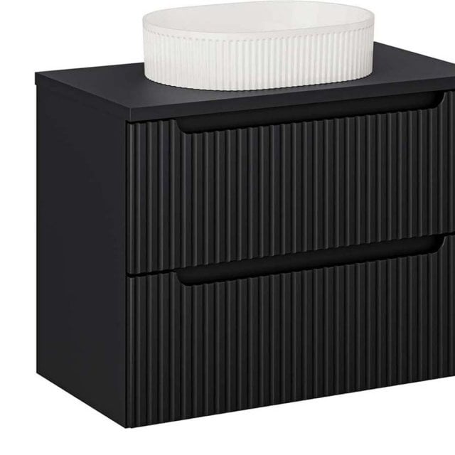 COMAD Zestaw mebli NOVA BLACK szafka z blatem 80 cm, umywalka BEYOND